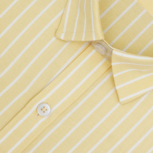 Men's 100% Cotton Chalk Striped Half Sleeves Shirt (Yellow) FSH508110_3