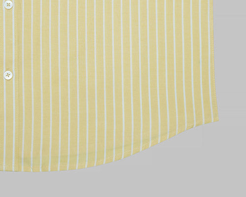 Men's 100% Cotton Chalk Striped Half Sleeves Shirt (Yellow) FSH508110_6
