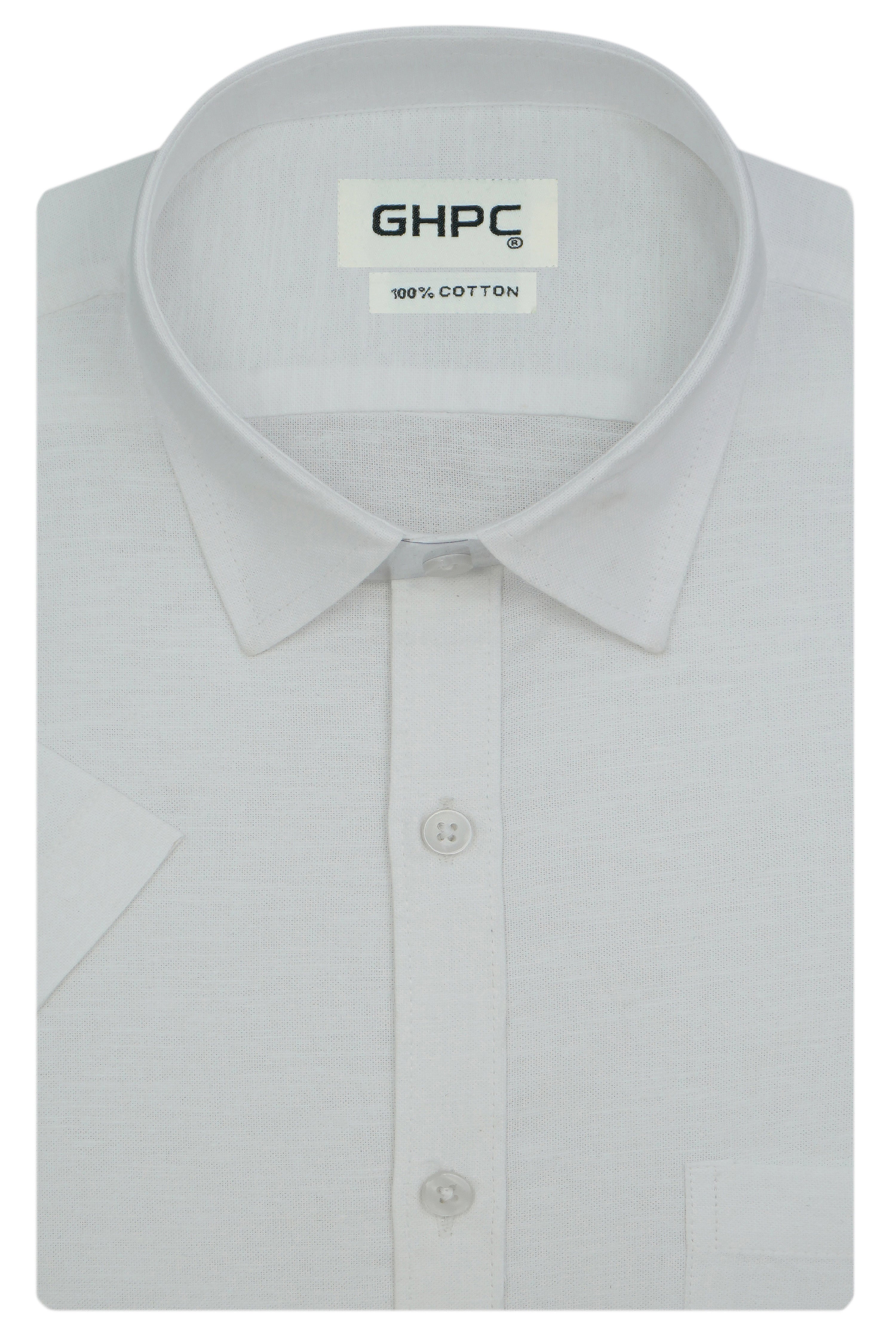 Men's 100% Cotton Plain Solid Half Sleeves Shirt (White)