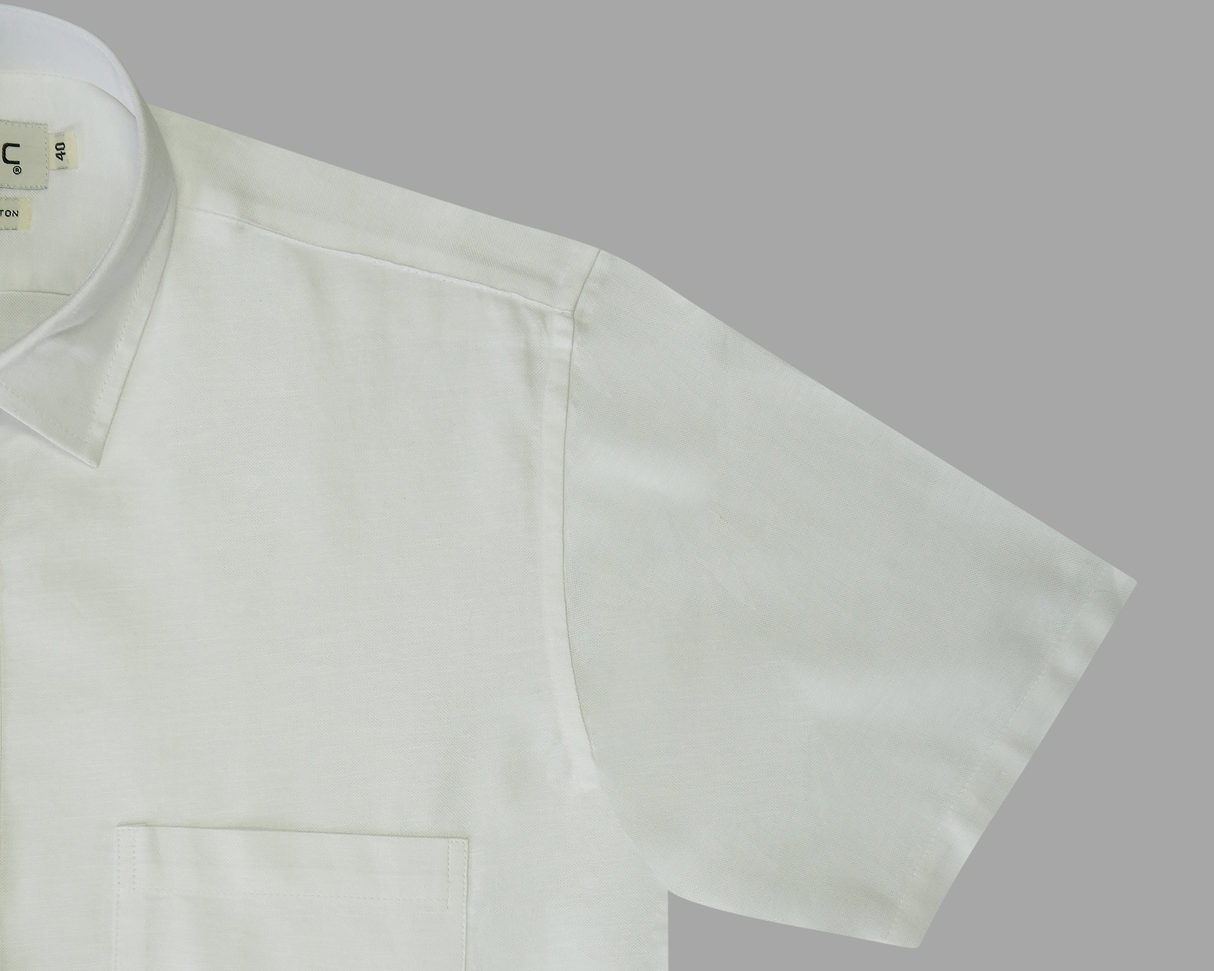 Men's 100% Cotton Plain Solid Half Sleeves Shirt (White)