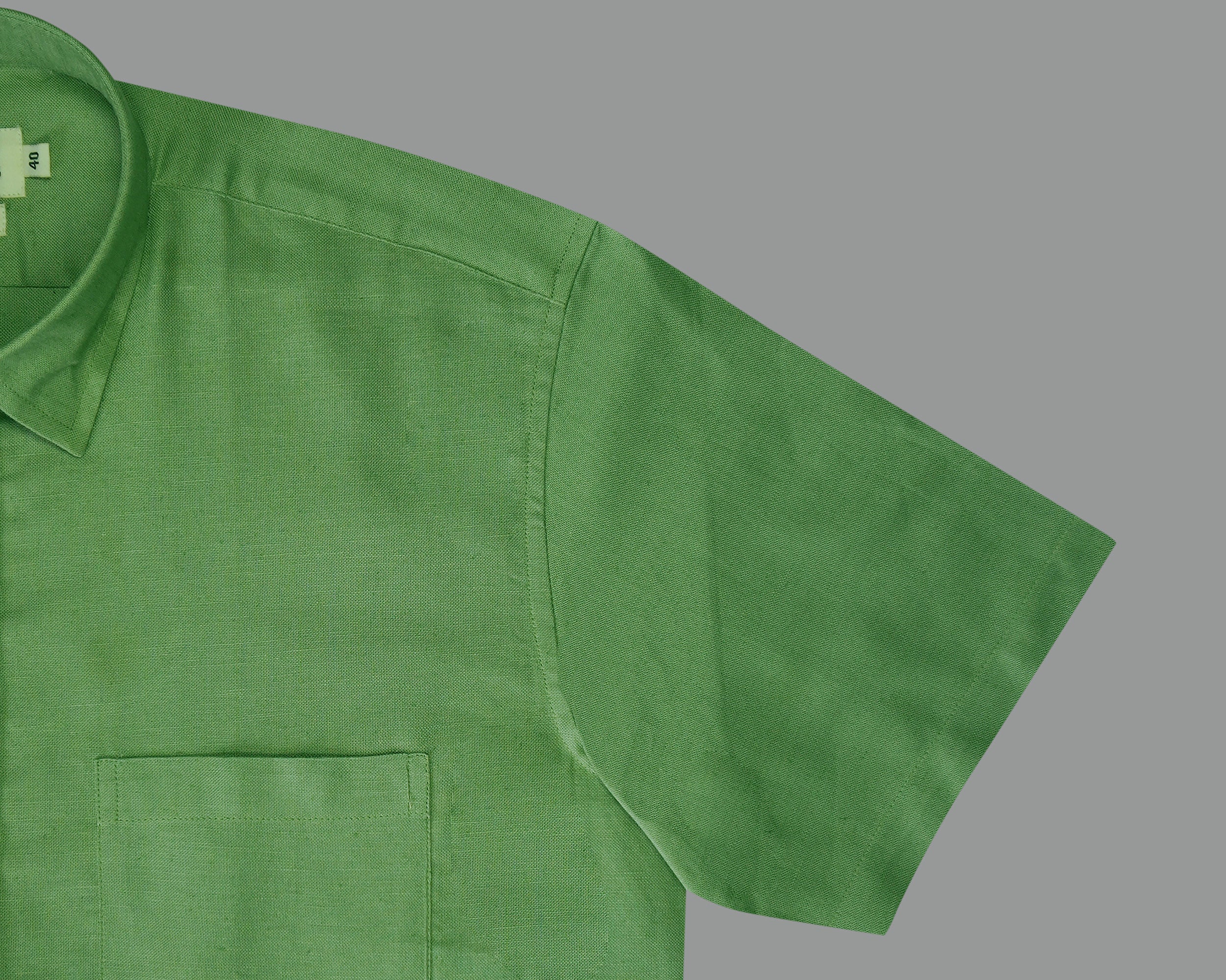 Men's 100% Cotton Plain Solid Half Sleeves Shirt (Bottle Green)