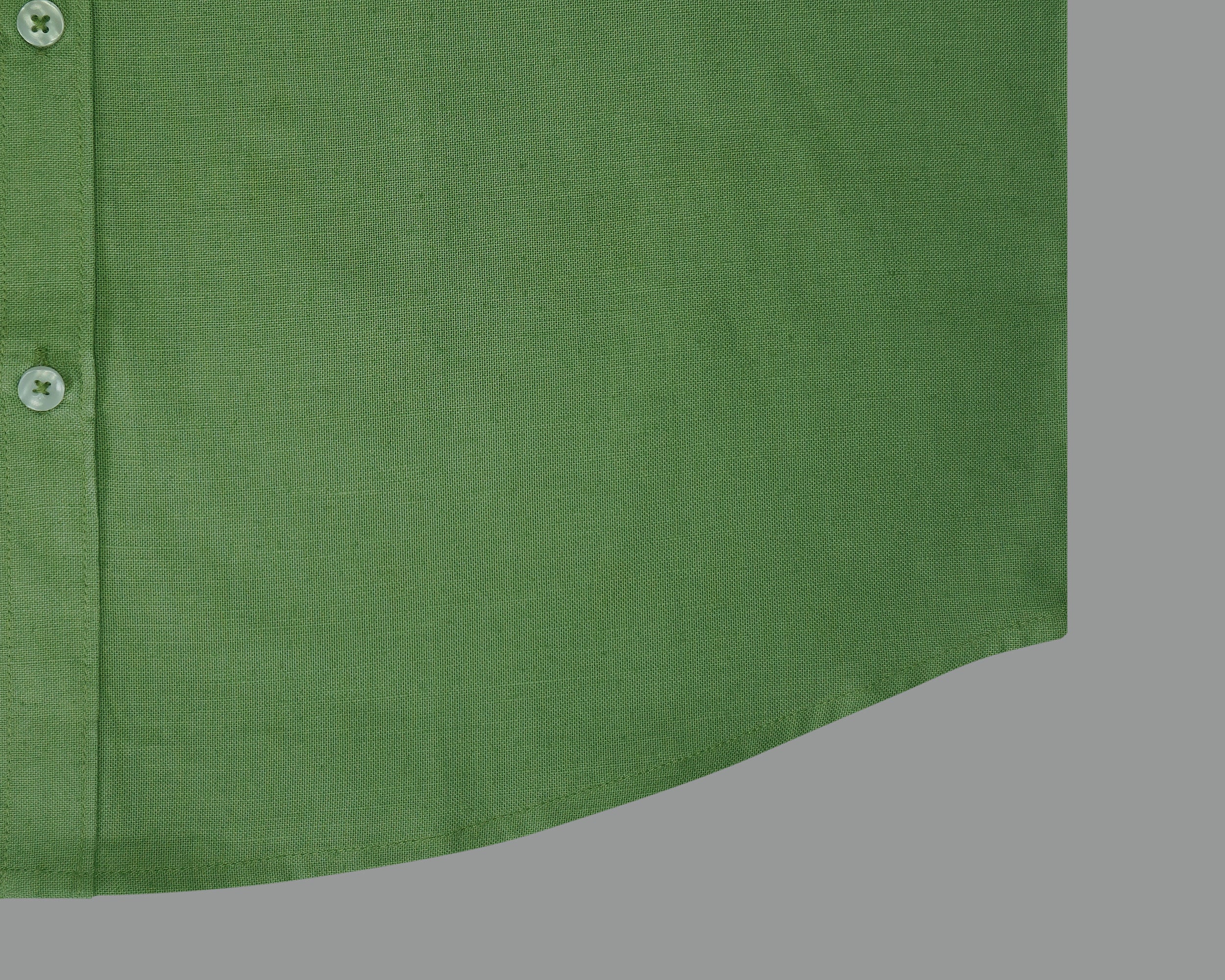 Men's 100% Cotton Plain Solid Half Sleeves Shirt (Bottle Green)