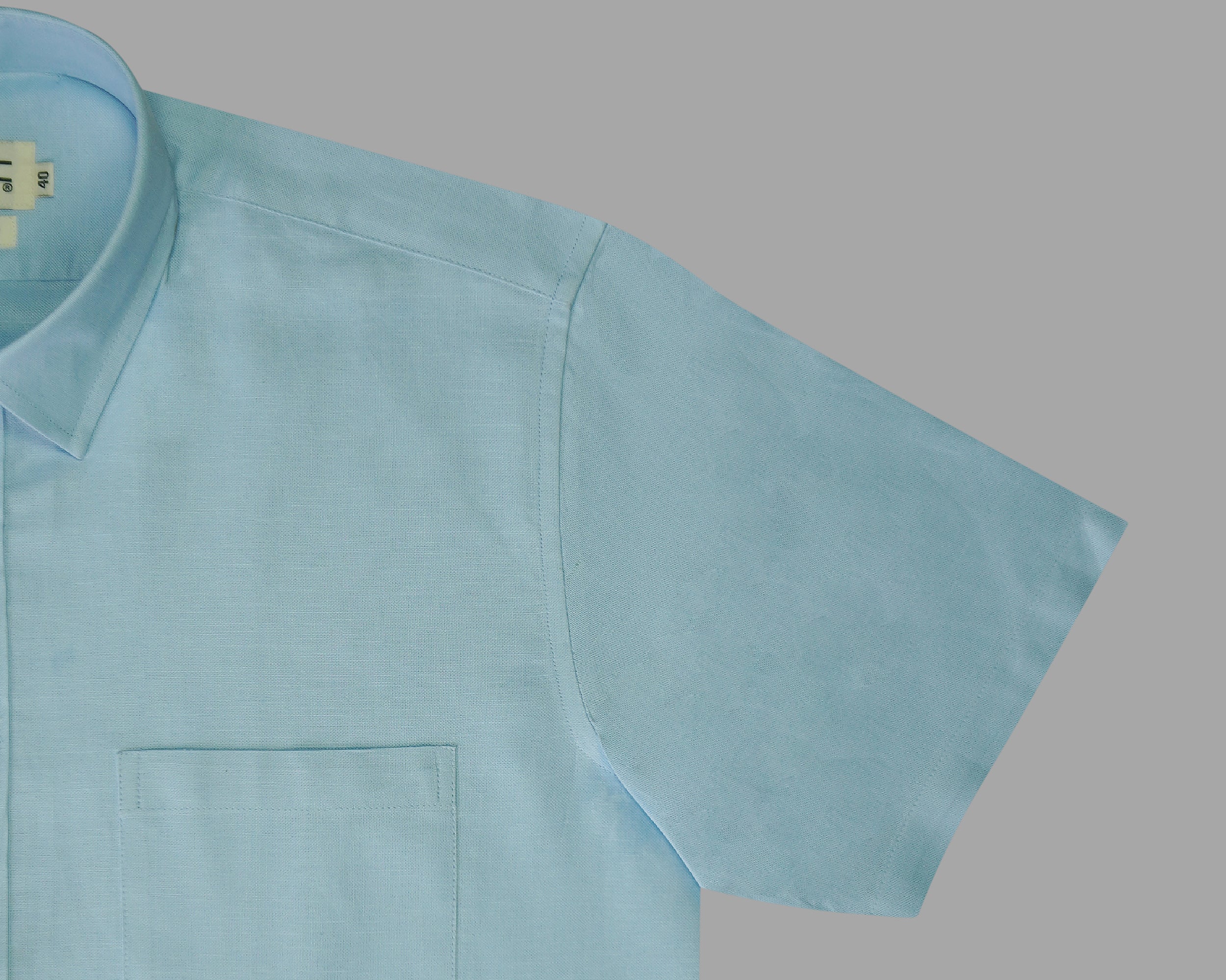 Men's 100% Cotton Plain Solid Half Sleeves Shirt (Sky Blue)