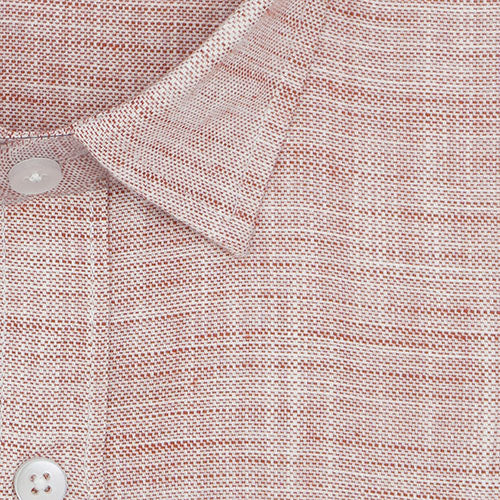 Men's 100% Cotton Self Design Half Sleeves Shirt (Orange) FSH511612_3
