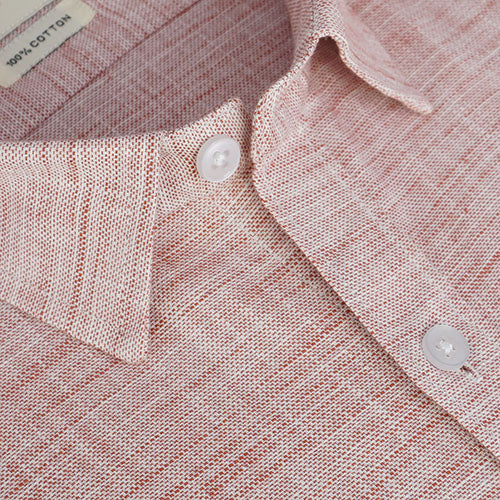 Men's 100% Cotton Self Design Half Sleeves Shirt (Orange) FSH511612_4