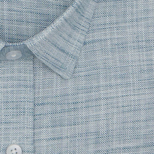 Men's 100% Cotton Self Design Half Sleeves Shirt (Blue) FSH511647_2