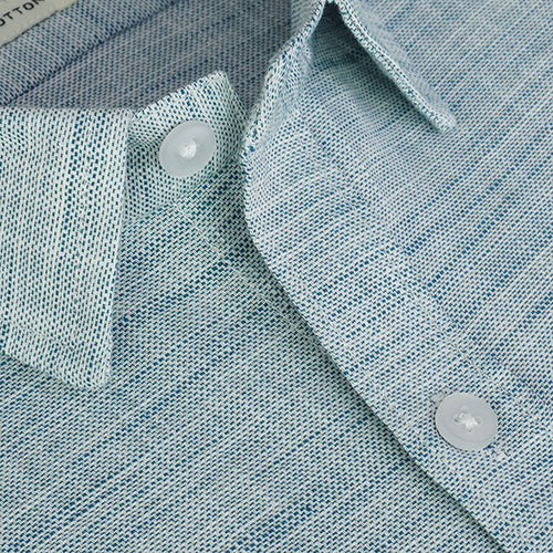 Men's 100% Cotton Self Design Half Sleeves Shirt (Blue) FSH511647_4