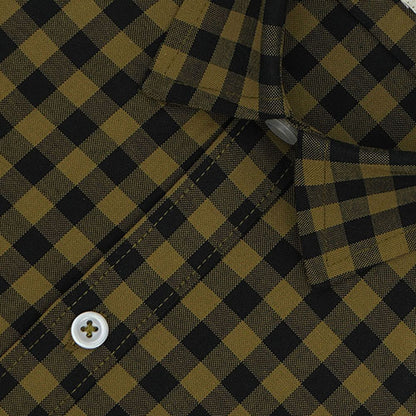 Men's 100% Cotton Gingham Checkered Half Sleeves Shirt (Olive) FSH511715_3