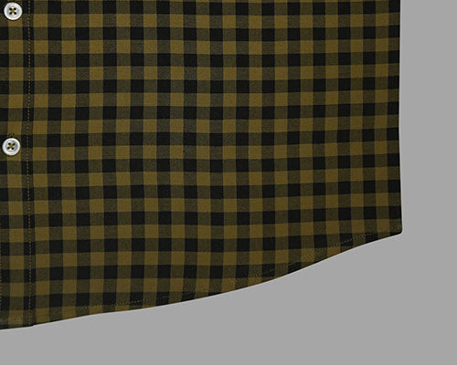 Men's 100% Cotton Gingham Checkered Half Sleeves Shirt (Olive) FSH511715_6