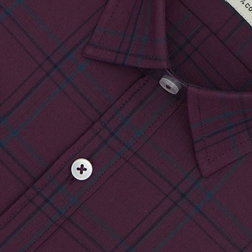 Men's 100% Cotton Windowpane Checkered Half Sleeves Shirt (Wine) FSH511837_3