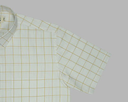 Men's 100% Cotton Graph Checkered Half Sleeves Shirt (White) FSH511901_5