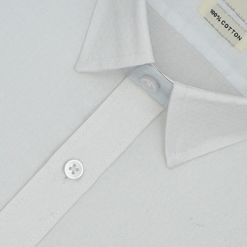 Men's 100% Cotton Self Design Half Sleeves Shirt (White) FSH512001_3