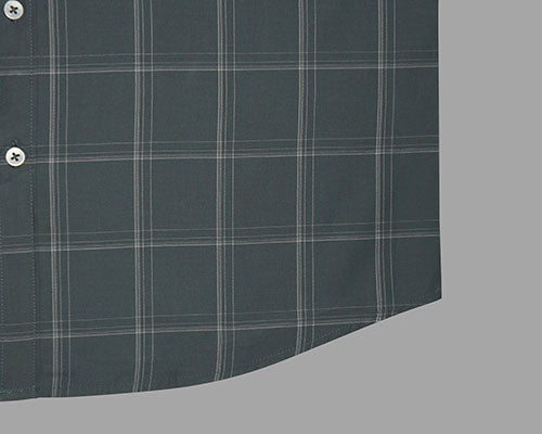 Men's 100% Cotton Windowpane Checkered Half Sleeves Shirt (Grey) FSH512150_6