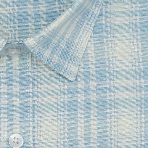 Men's 100% Cotton Plaid Checkered Half Sleeves Shirt (Blue) FSH512447_2