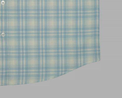 Men's 100% Cotton Plaid Checkered Half Sleeves Shirt (Blue) FSH512447_6