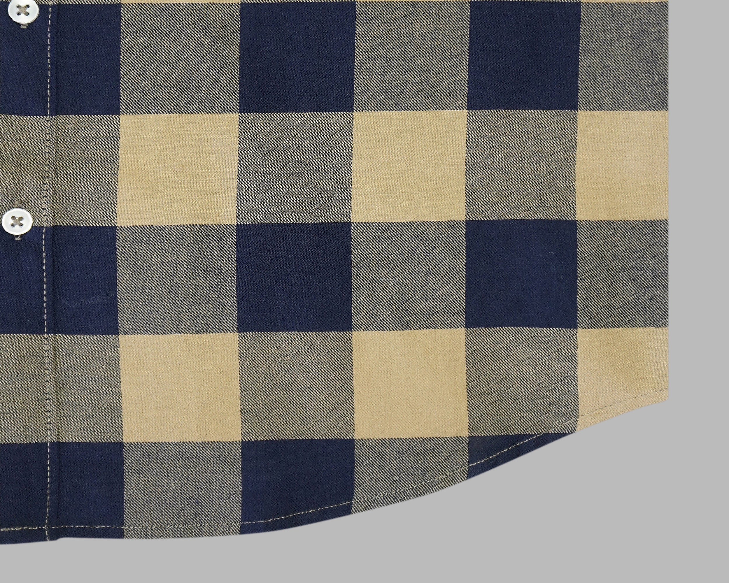 Men's 100% Cotton Checkered Half Sleeves Shirt (Khaki)