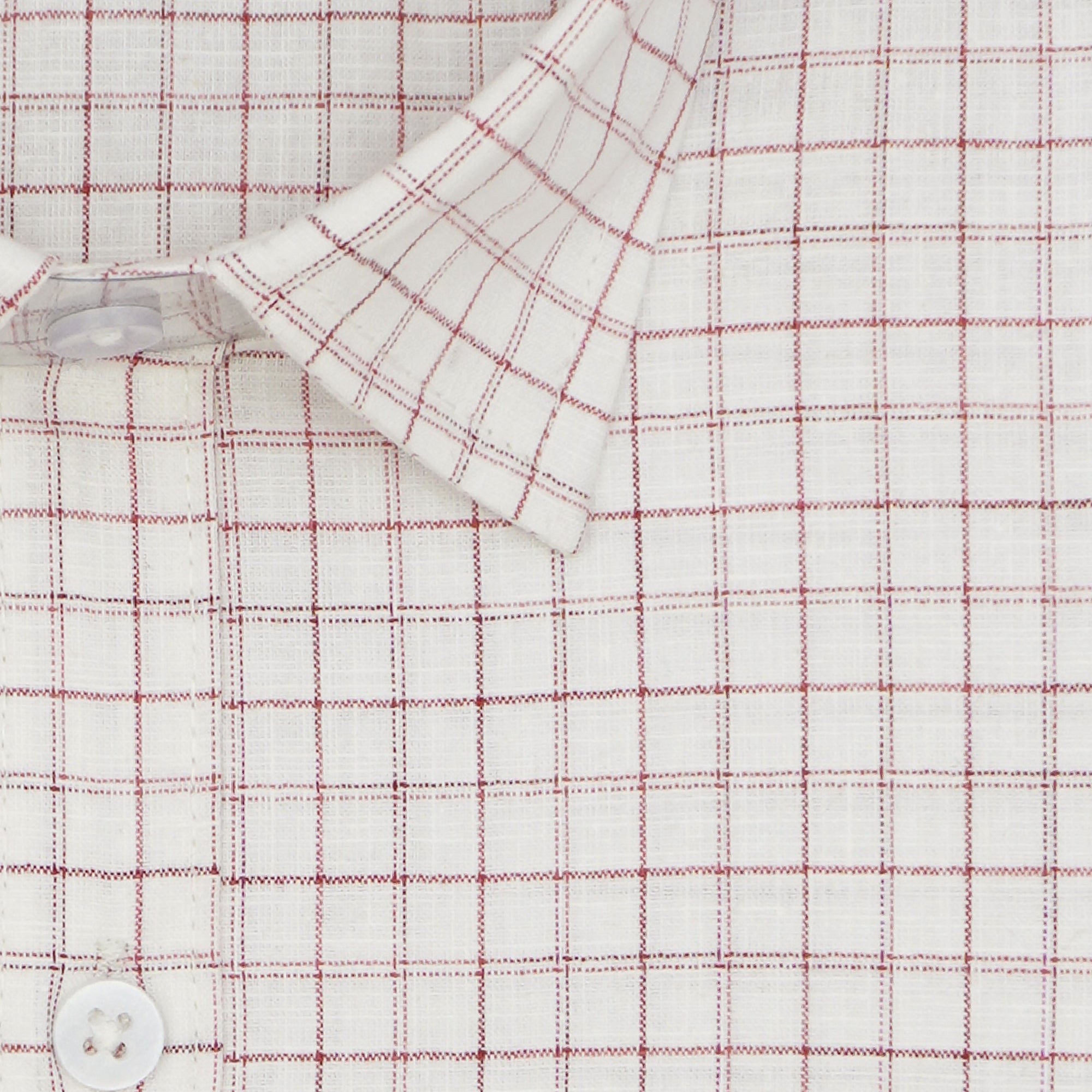 Men's Cotton Linen Checkered Half Sleeves Shirt (Red)