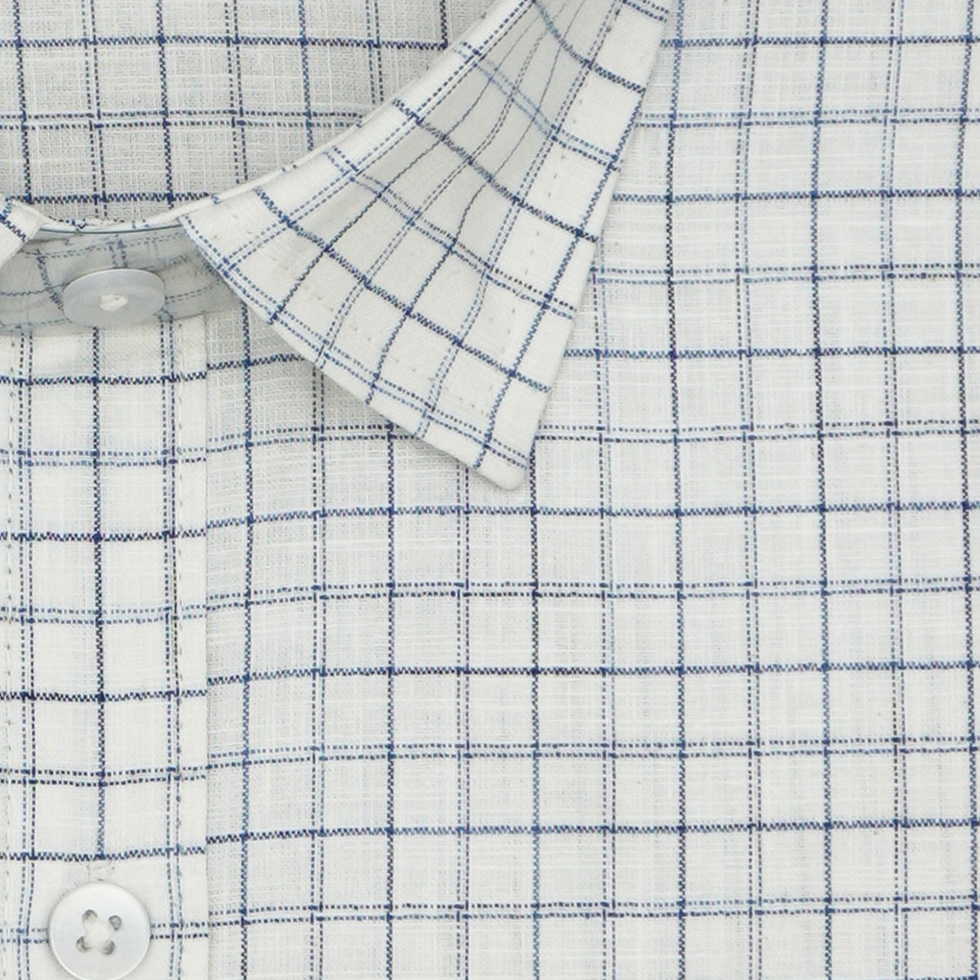 Men's Cotton Linen Checkered Half Sleeves Shirt (Blue)