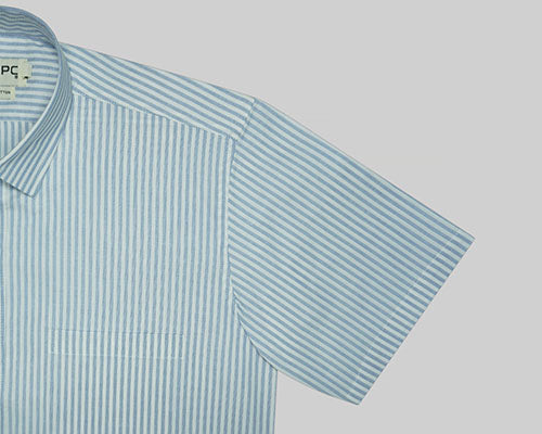 Men's 100% Cotton Candy Striped Half Sleeves Shirt (Blue) FSH515547_5