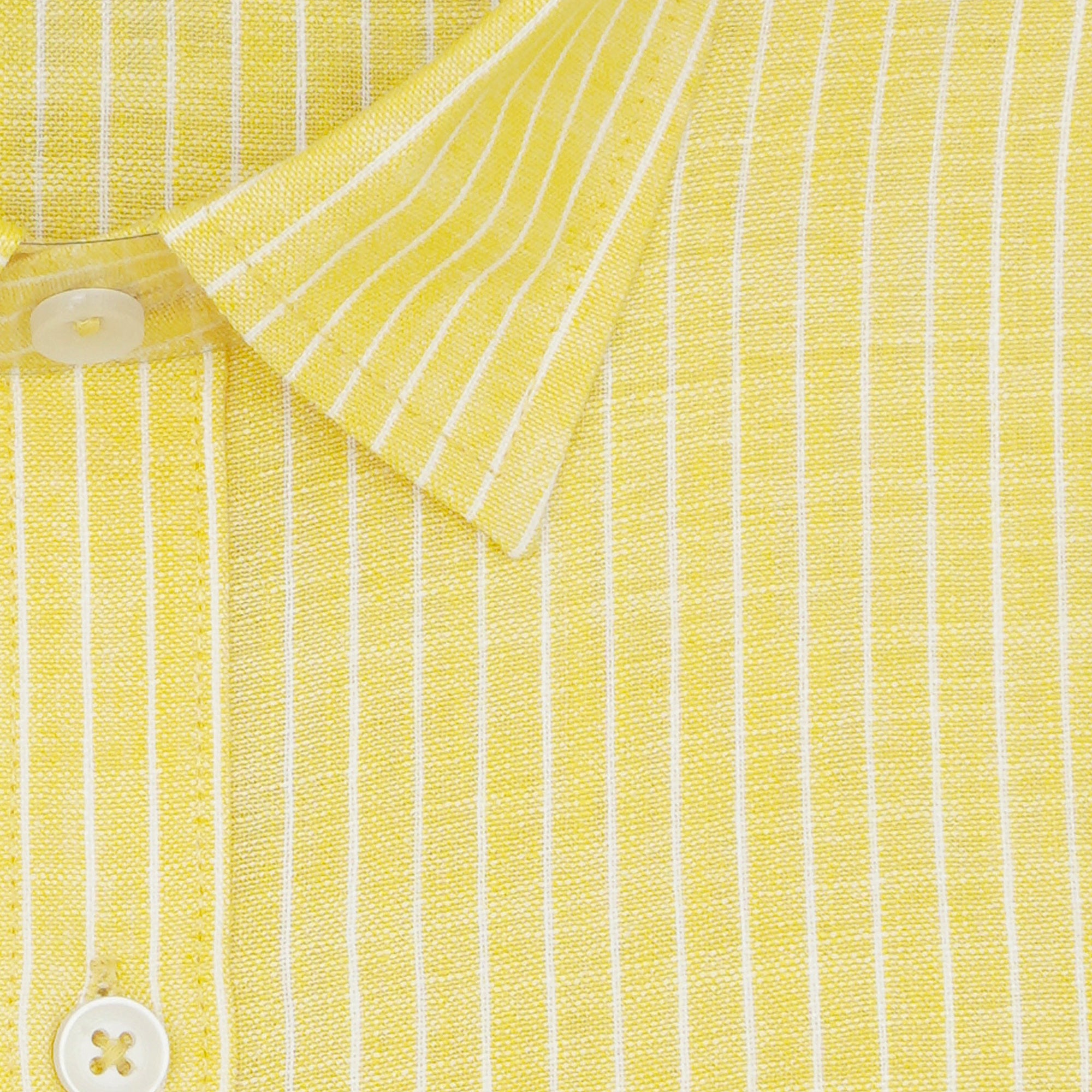 Men's Cotton Linen Striped Half Sleeves Shirt (Yellow)