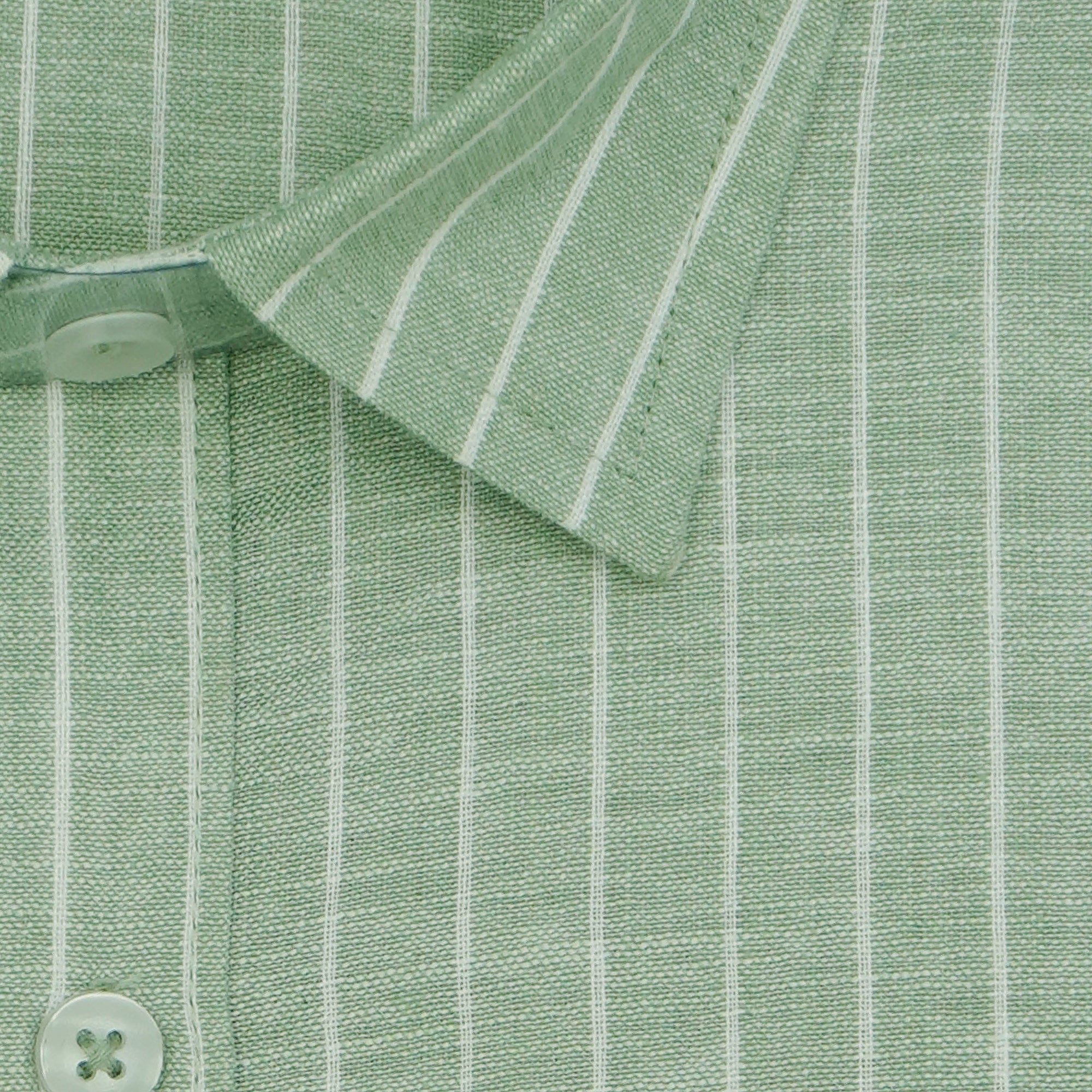 Men's Cotton Linen Striped Half Sleeves Shirt (Green)
