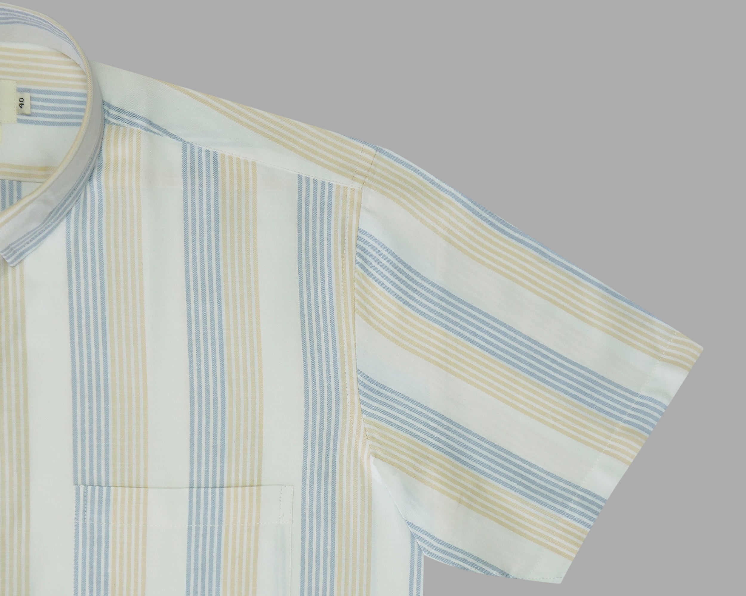 Men's 100% Cotton Striped Half Sleeves Shirt (Yellow)