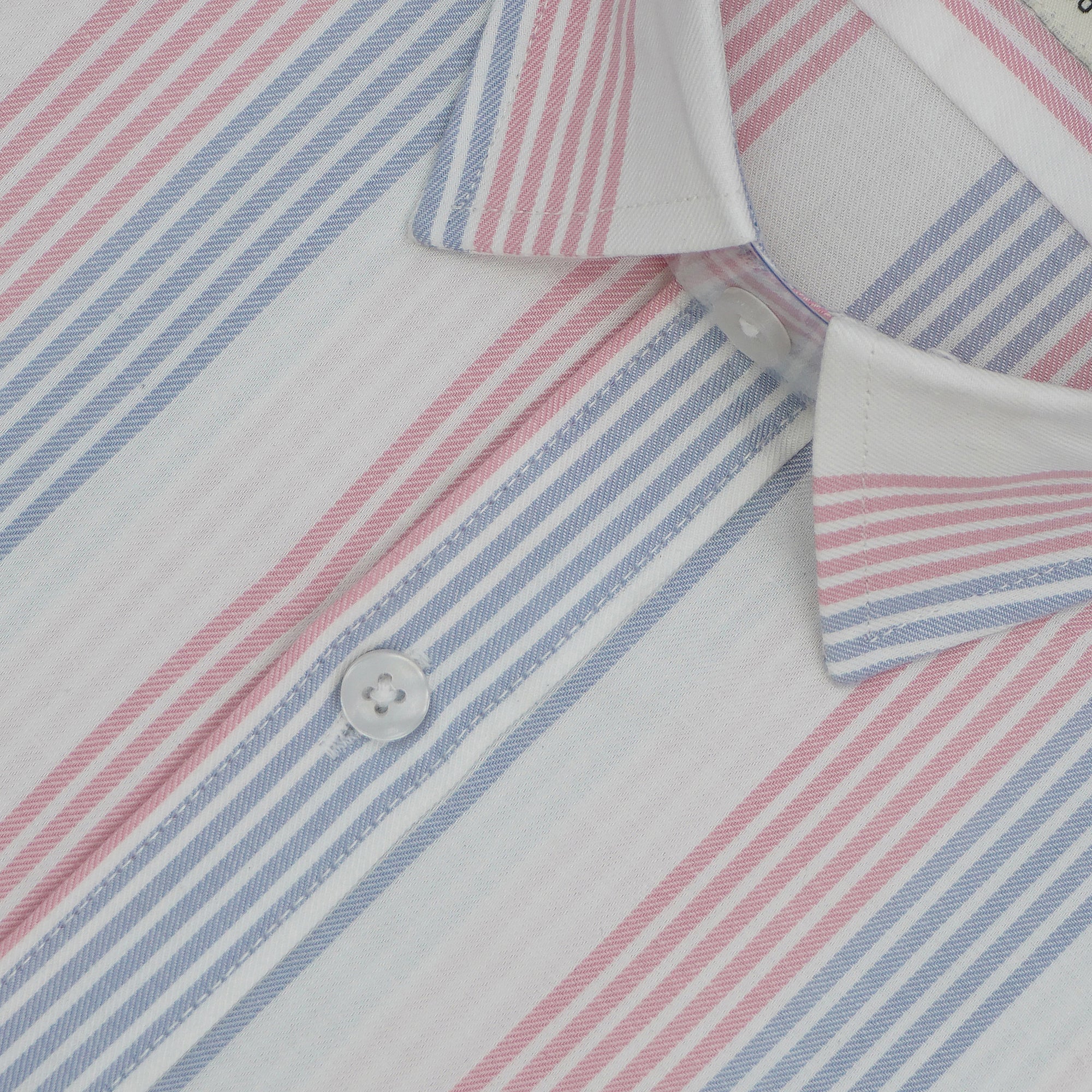 Men's 100% Cotton Striped Half Sleeves Shirt (Pink)