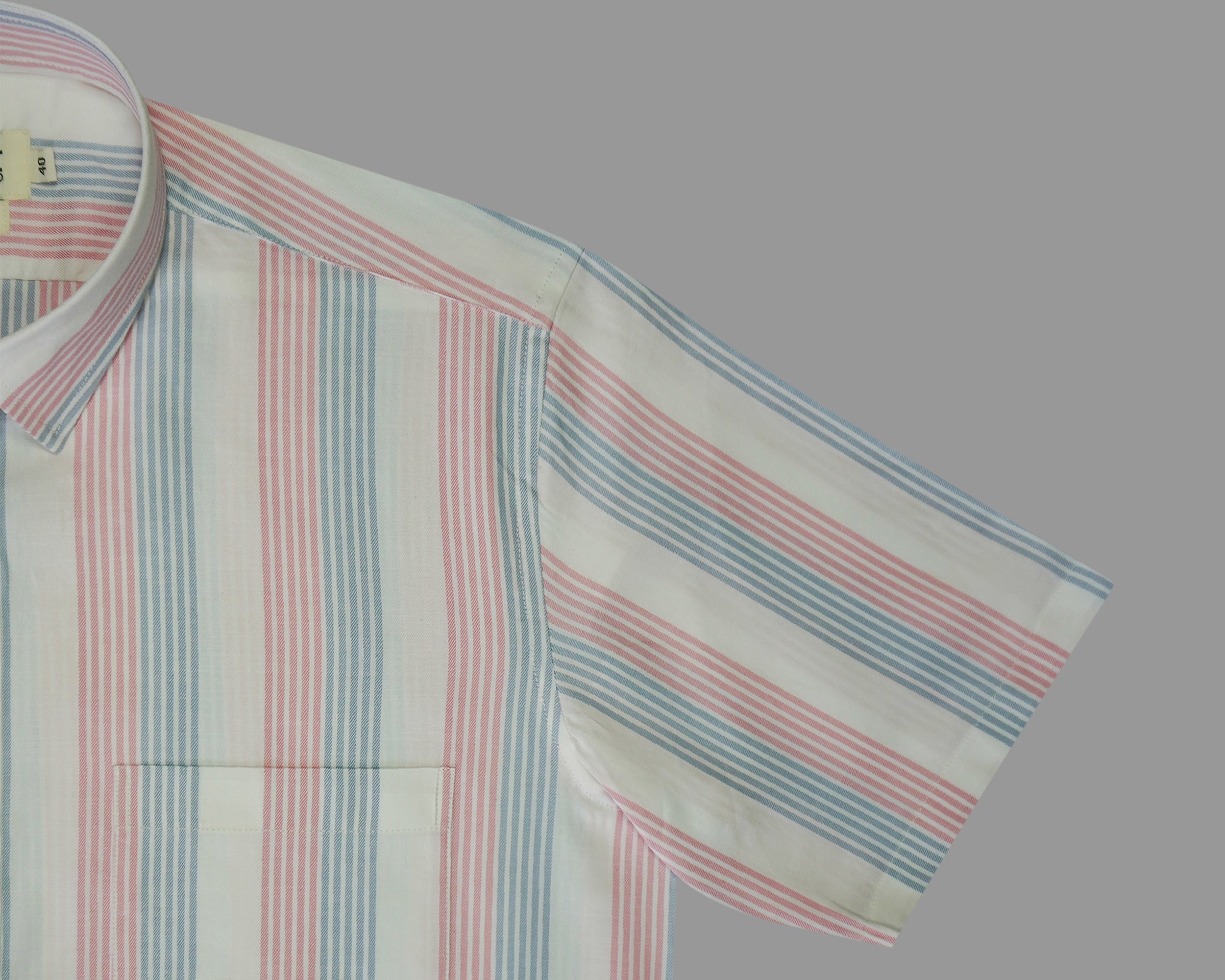 Men's 100% Cotton Striped Half Sleeves Shirt (Pink)