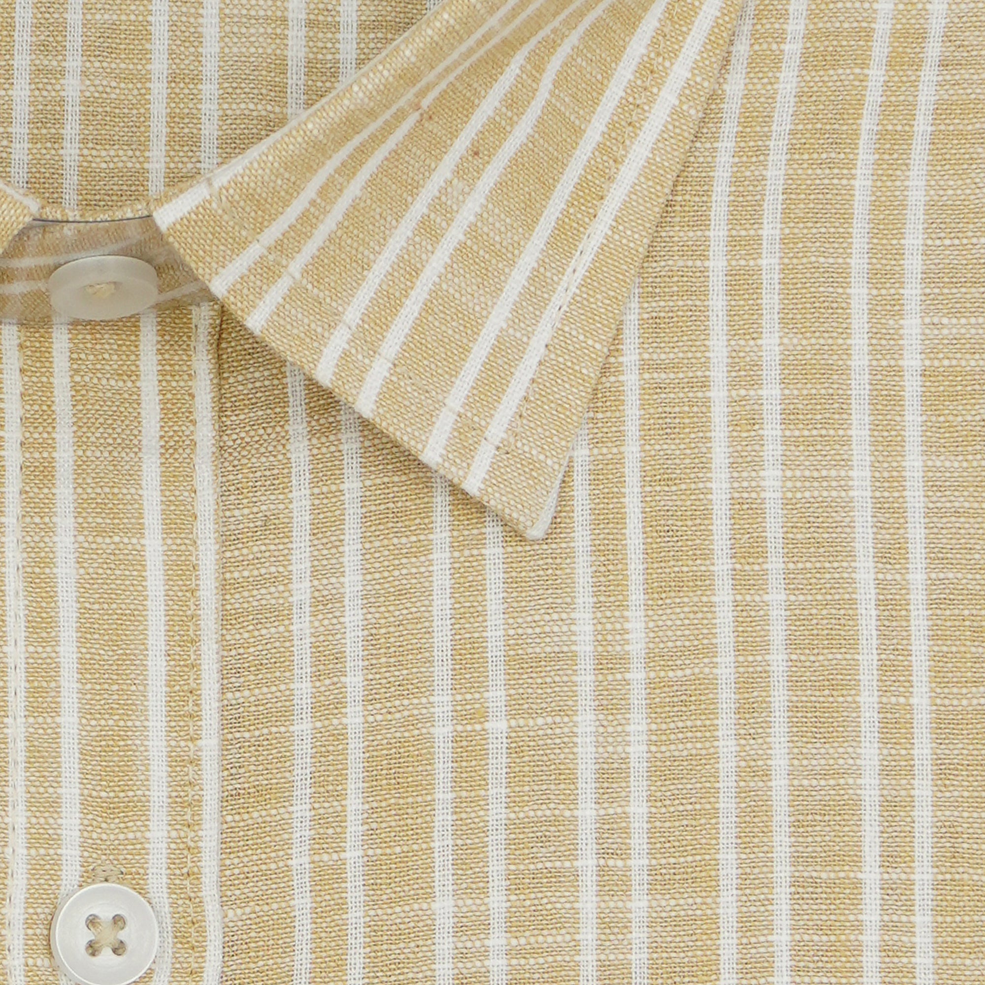 Men's Cotton Linen Striped Half Sleeves Shirt (Light Brown)