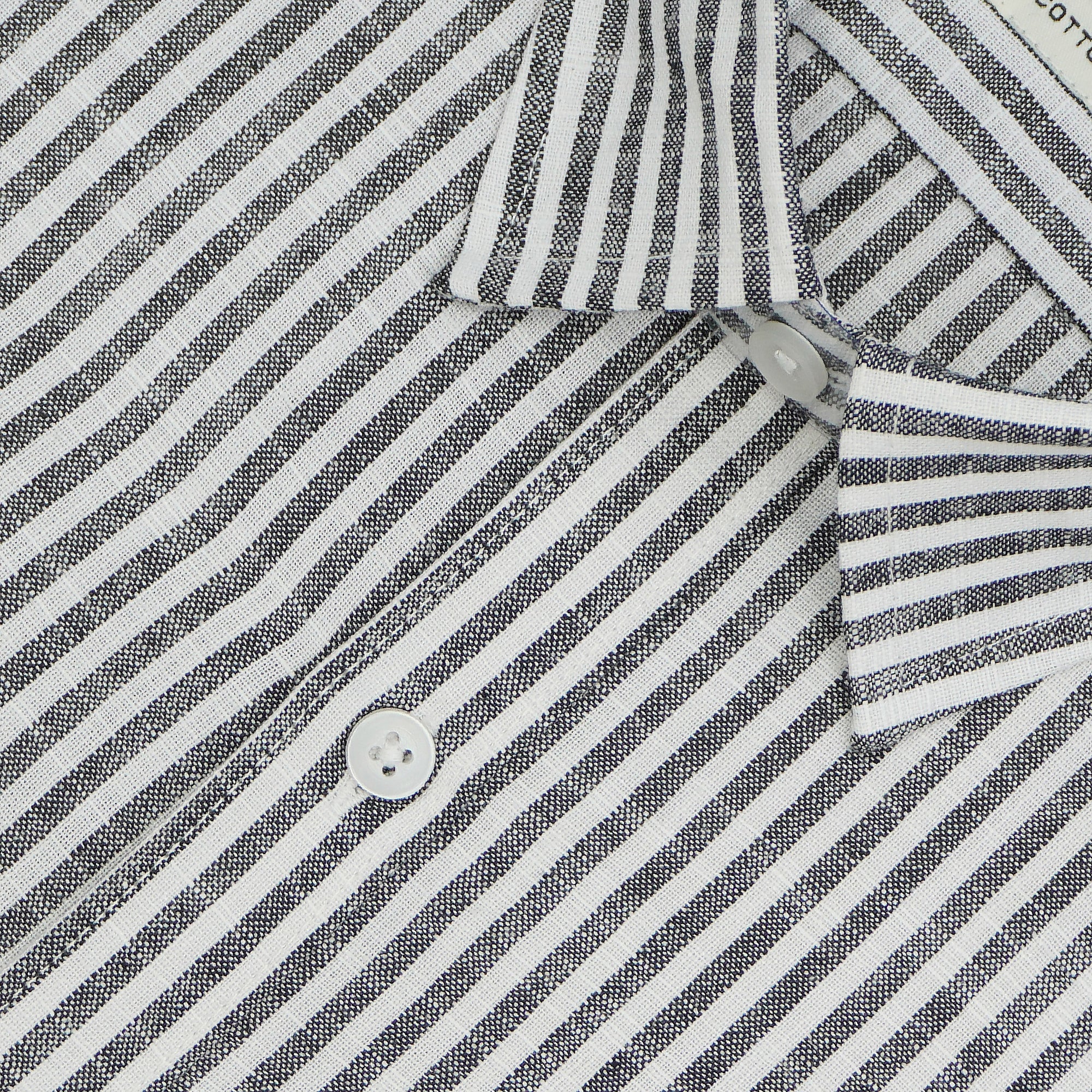 Men's Cotton Linen Striped Half Sleeves Shirt (Grey)