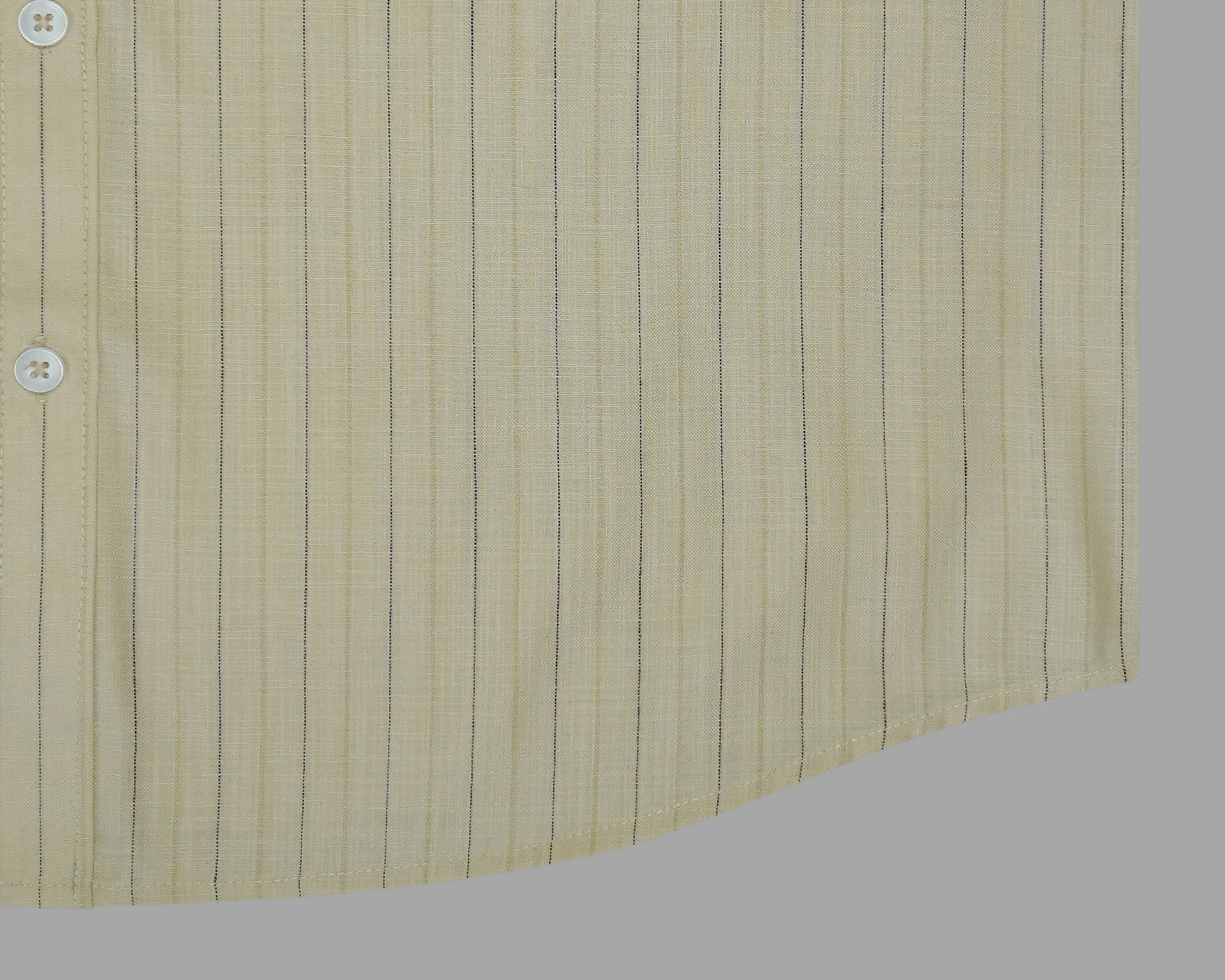 Men's Cotton Linen Striped Half Sleeves Shirt (Beige)