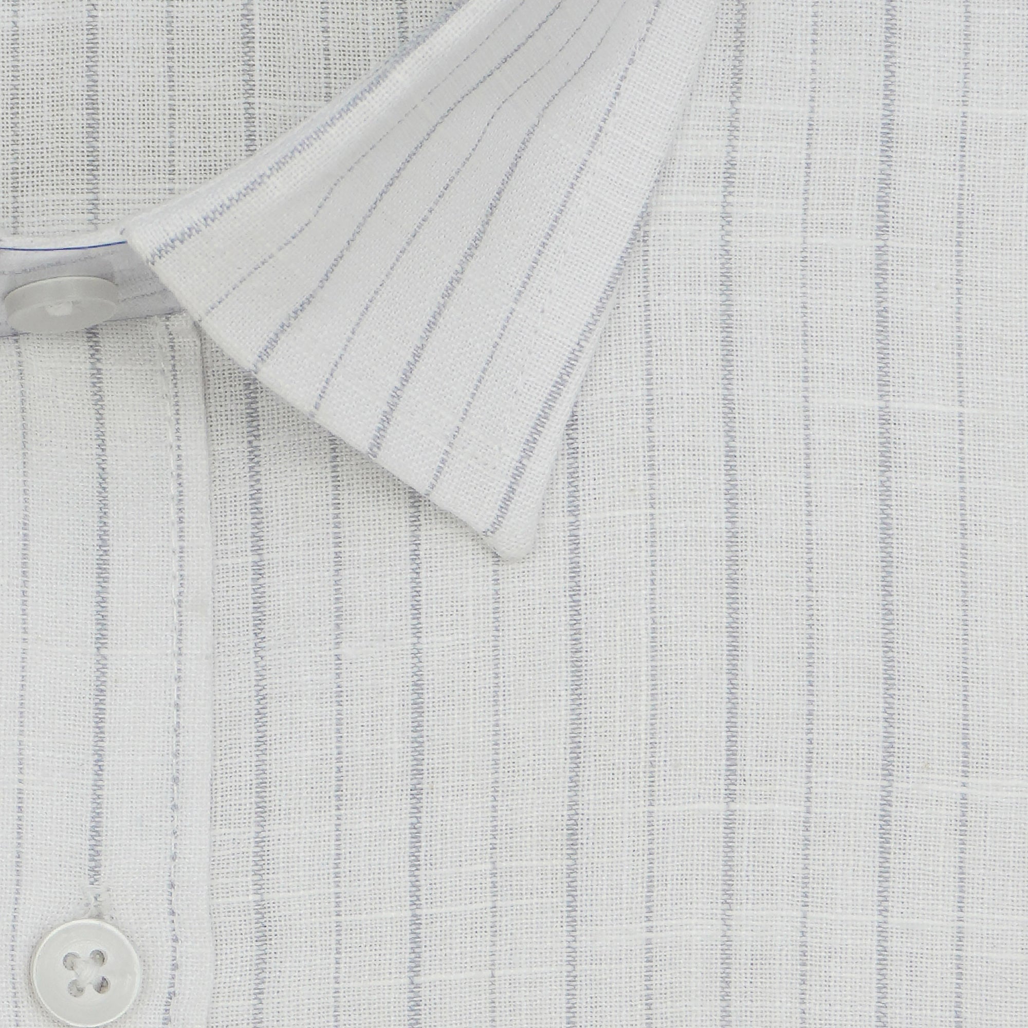 Men's Cotton Linen Striped Half Sleeves Shirt (White)