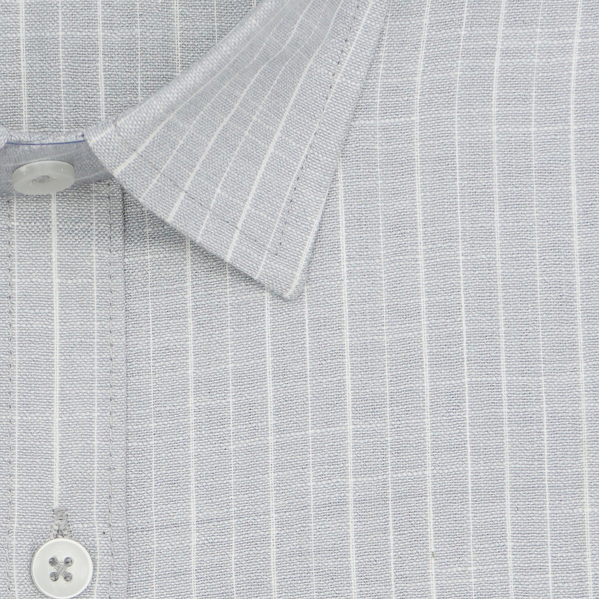 Men's Cotton Linen Striped Half Sleeves Shirt (Grey)