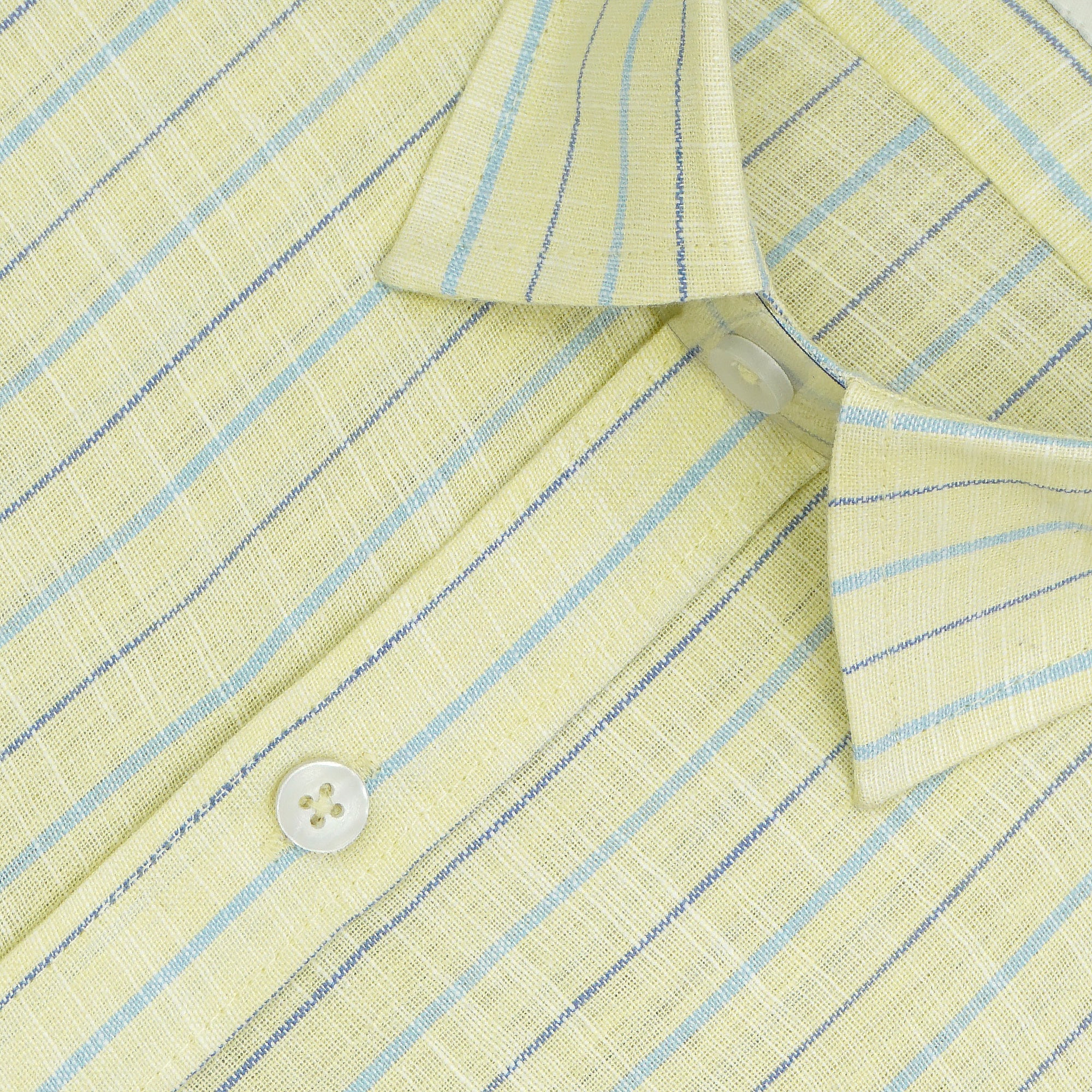 Men's Cotton Linen Striped Half Sleeves Shirt (Sea Green)