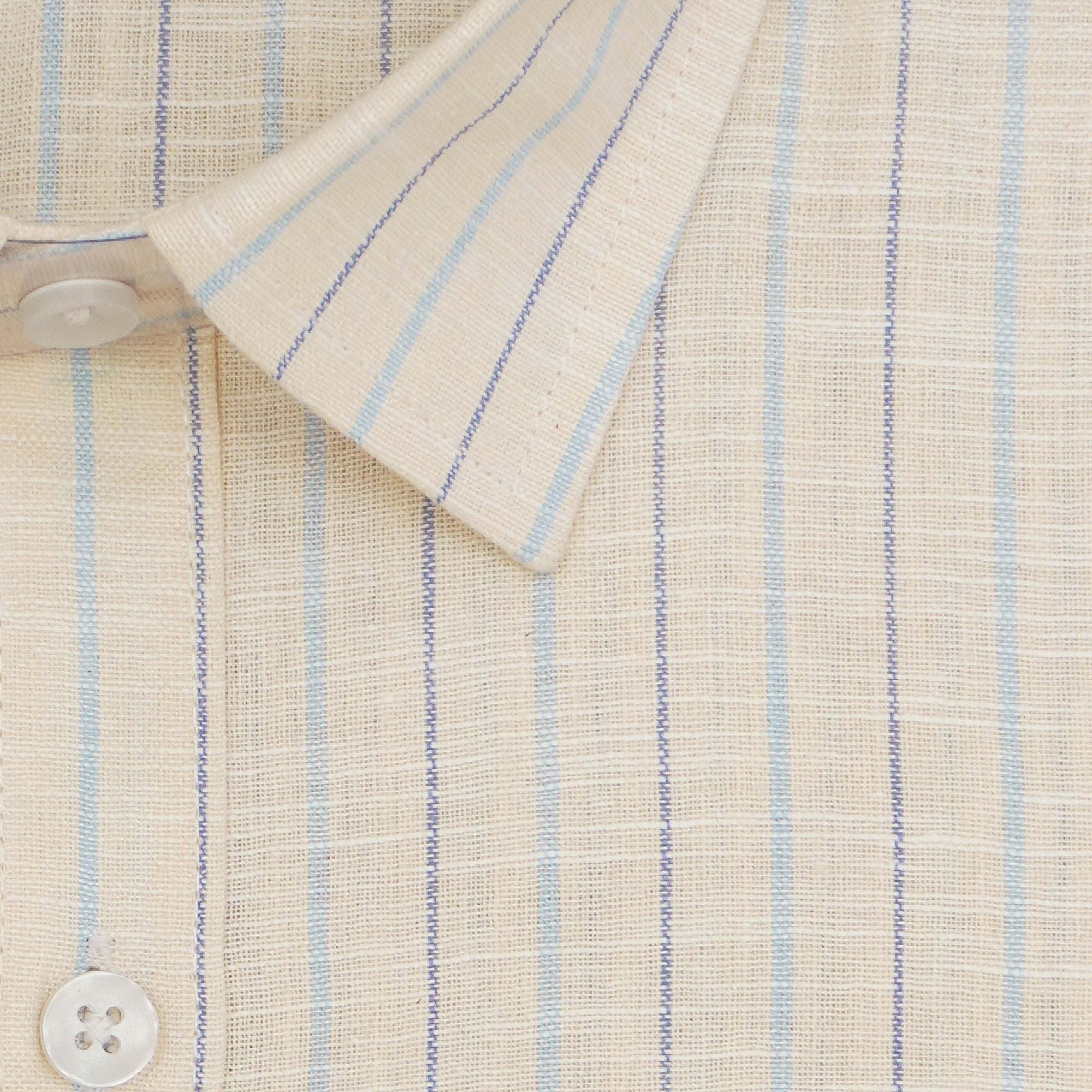 Men's Cotton Linen Striped Half Sleeves Shirt (Peach)