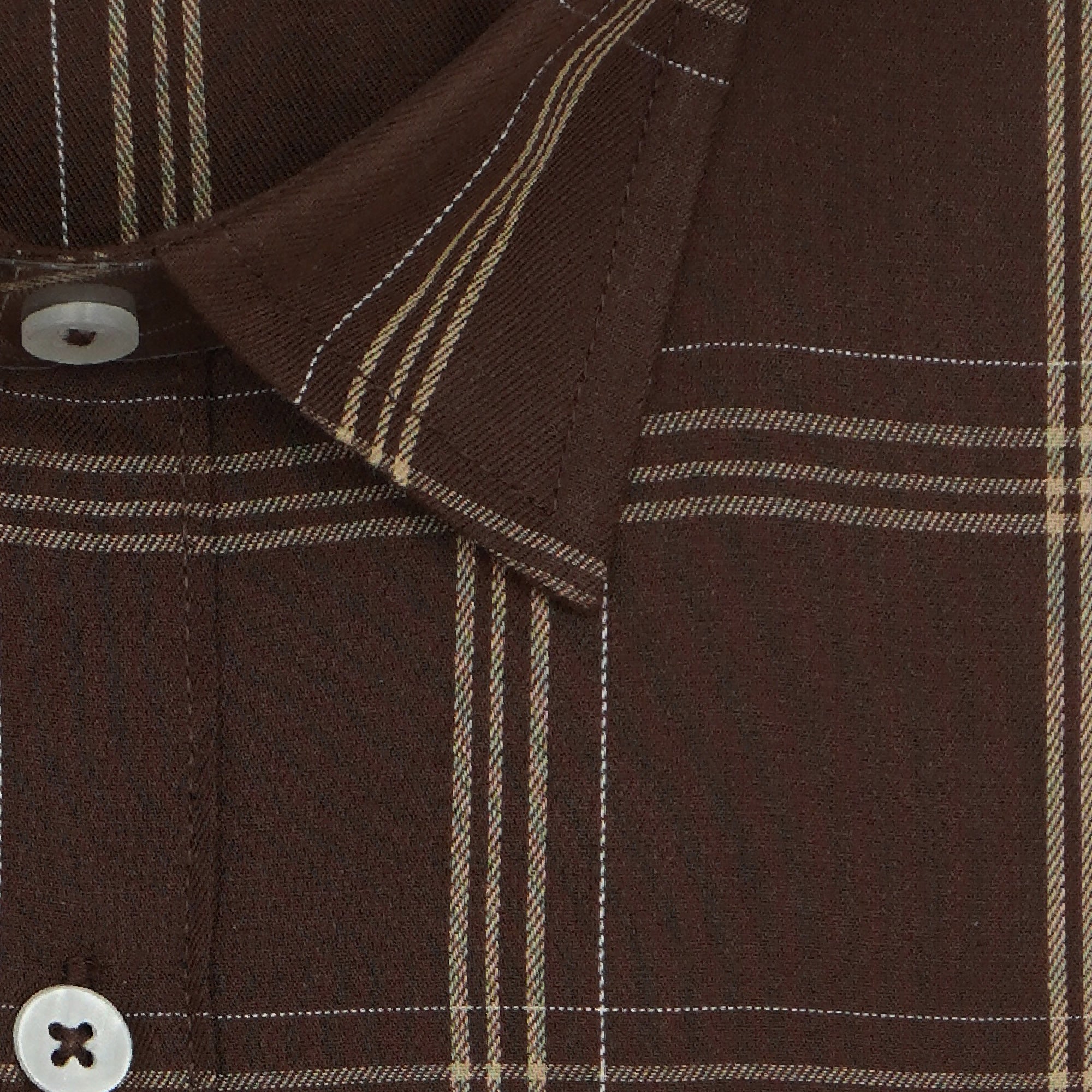 Men's 100% Cotton Checkered Half Sleeves Shirt (Brown)