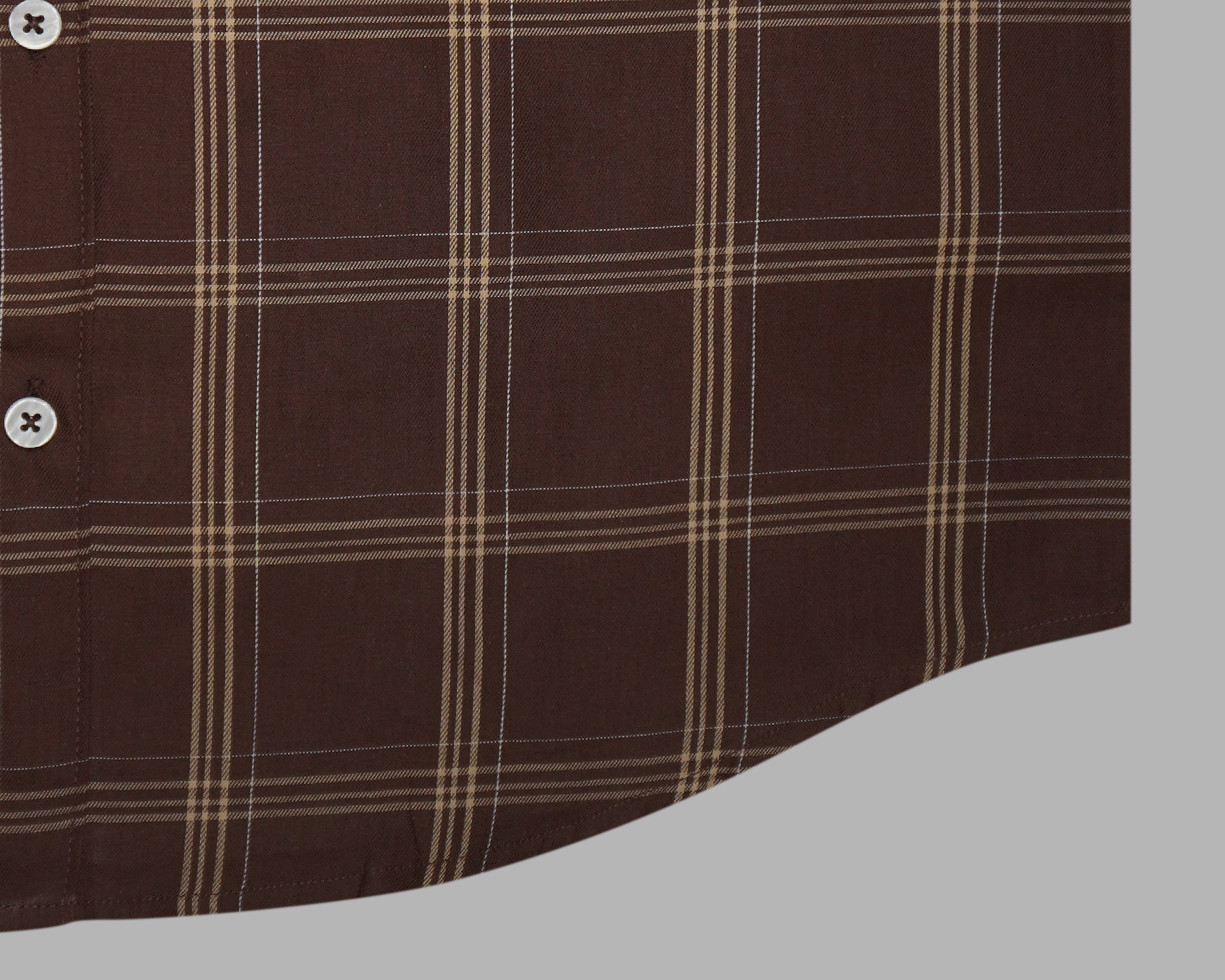 Men's 100% Cotton Checkered Half Sleeves Shirt (Brown)