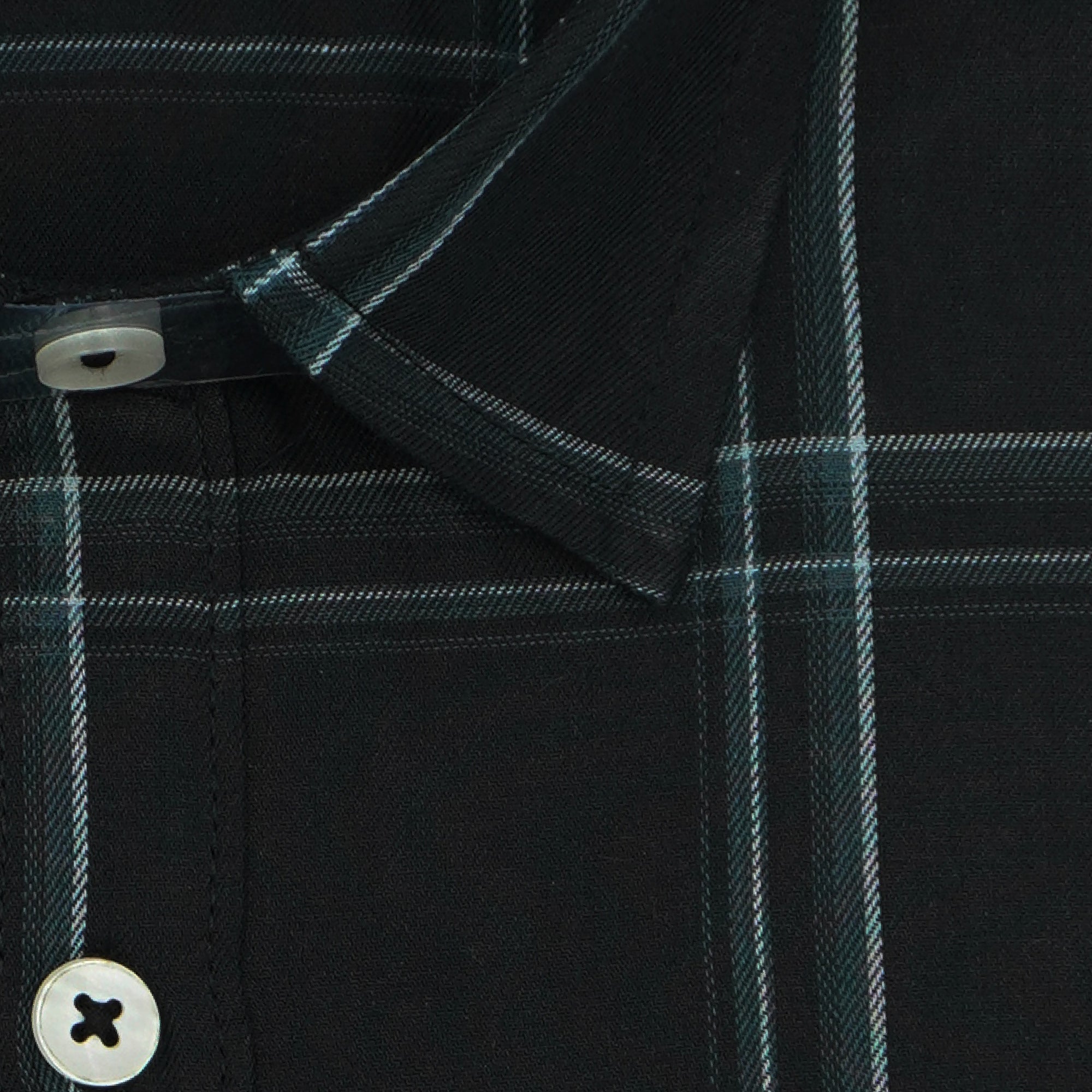 Men's 100% Cotton Checkered Half Sleeves Shirt (Black)