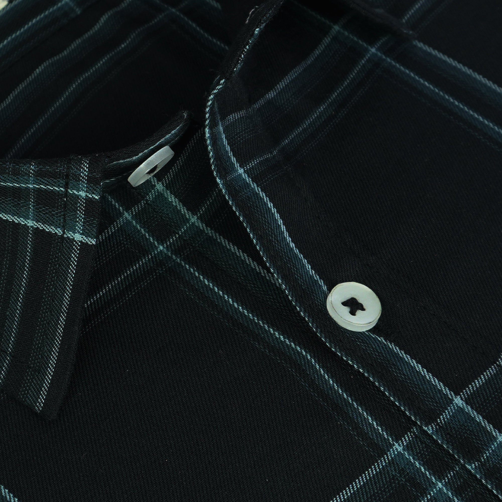 Men's 100% Cotton Checkered Half Sleeves Shirt (Black)