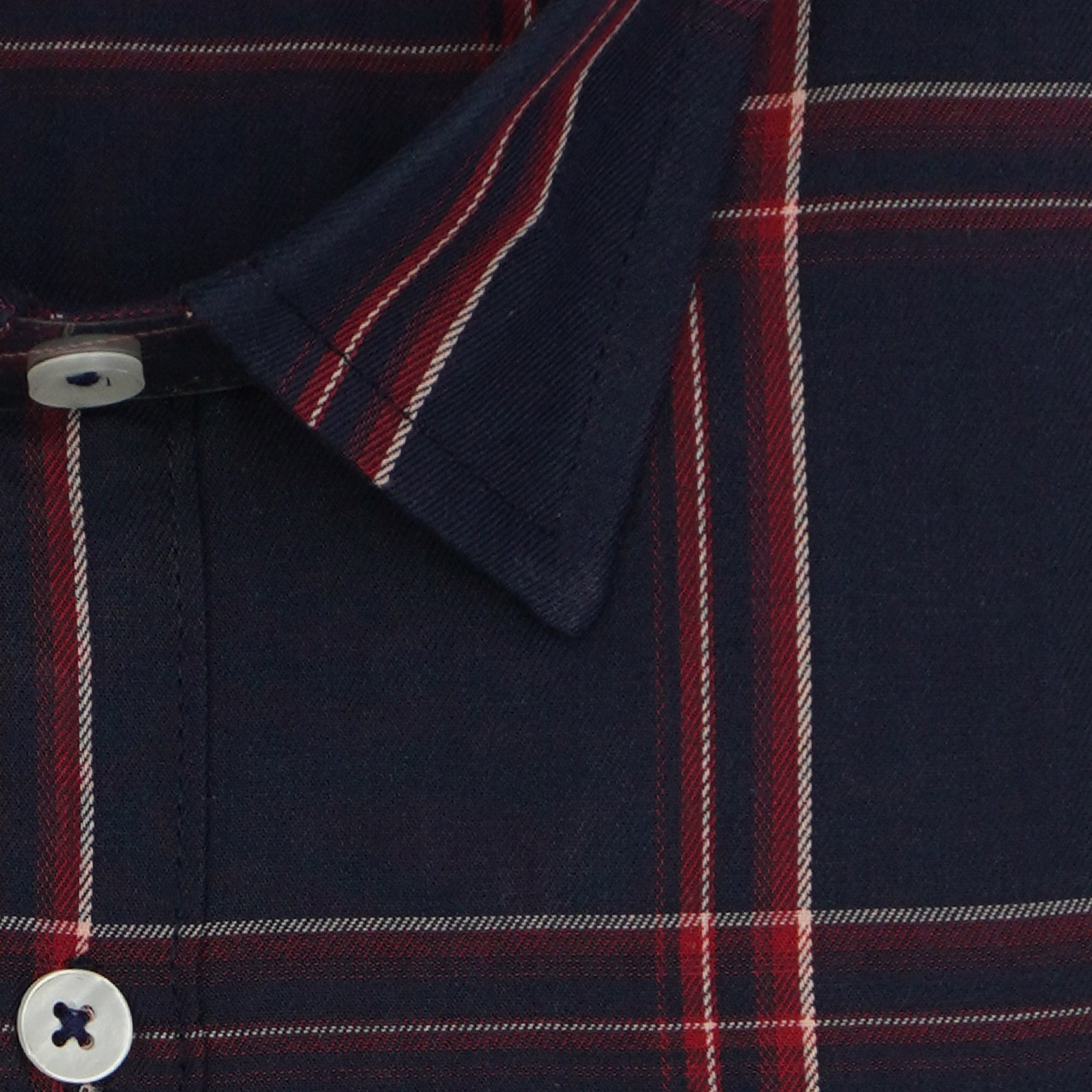 Men's 100% Cotton Checkered Half Sleeves Shirt (Blue)