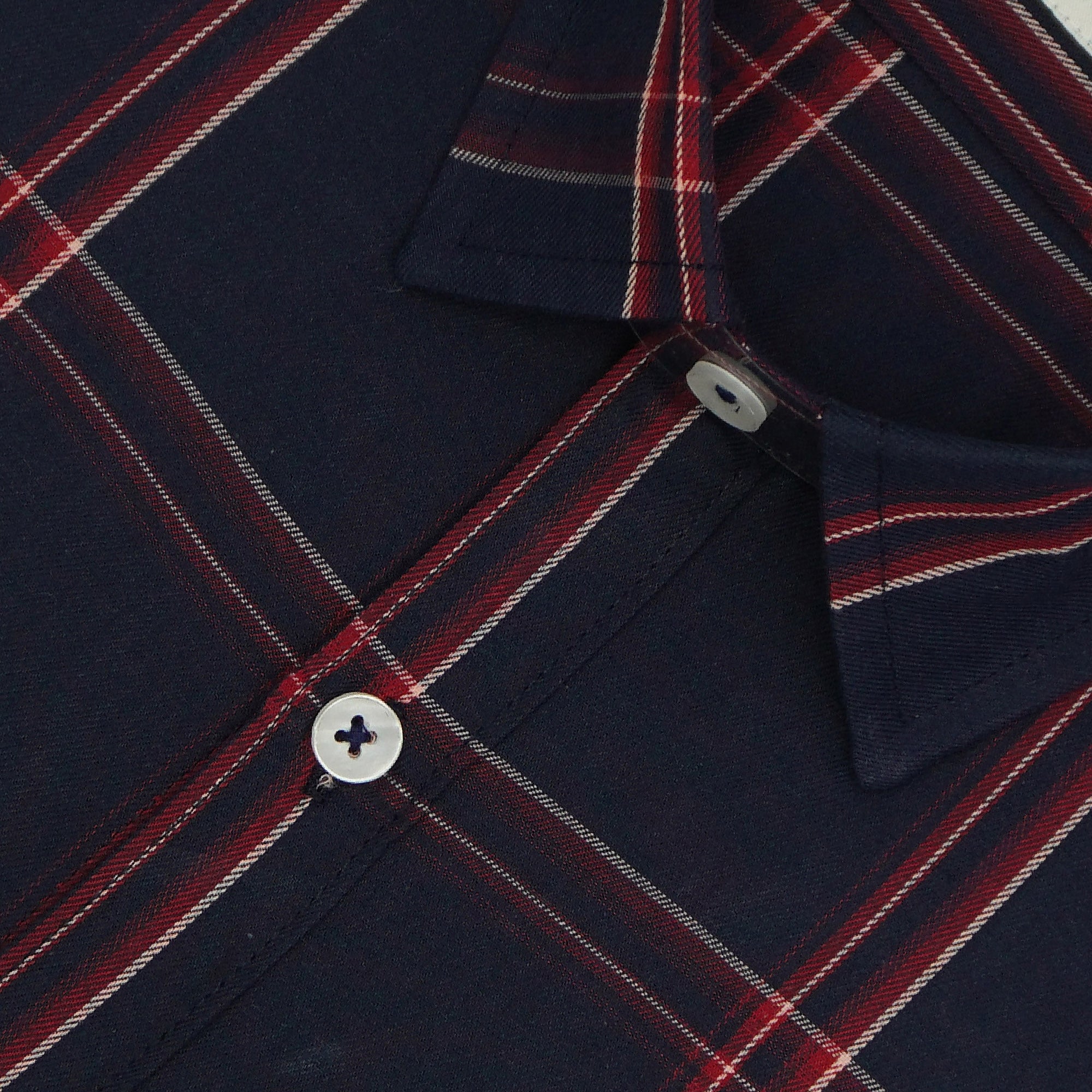 Men's 100% Cotton Checkered Half Sleeves Shirt (Blue)