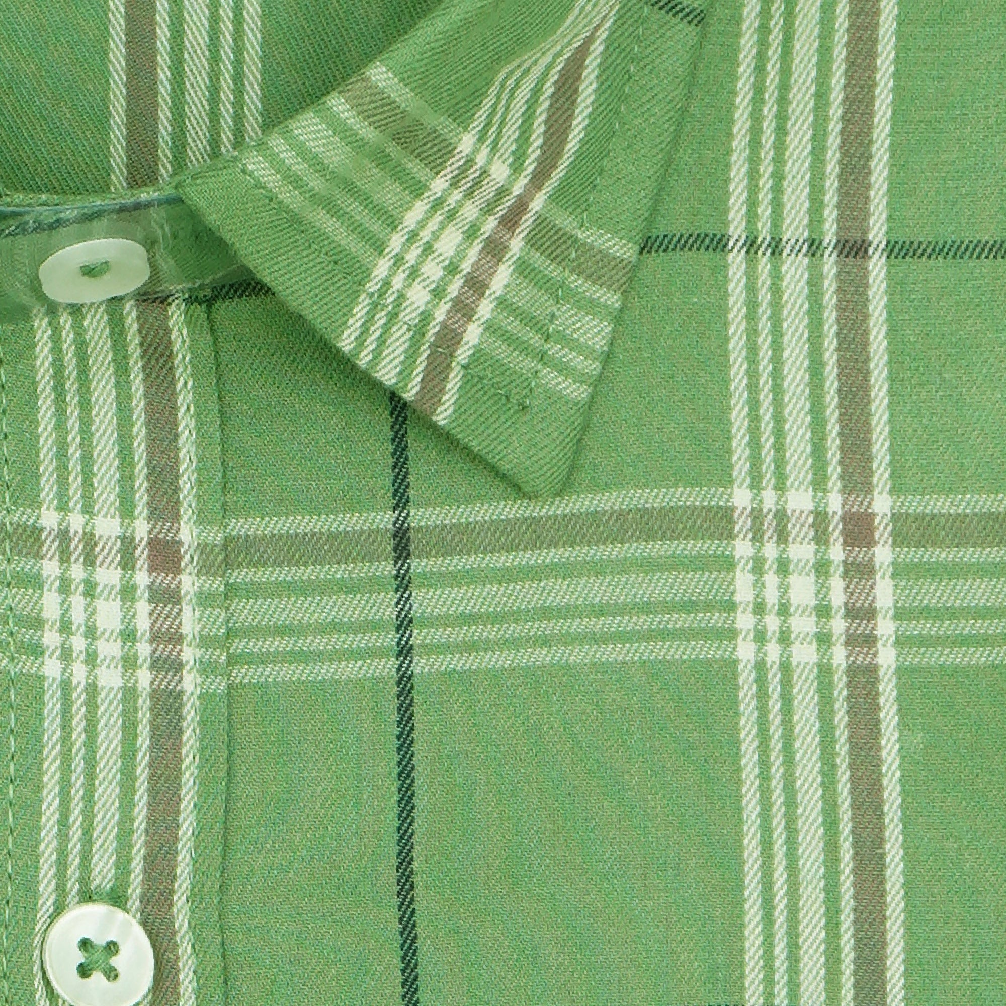 Men's 100% Cotton Checkered Half Sleeves Shirt (Green)