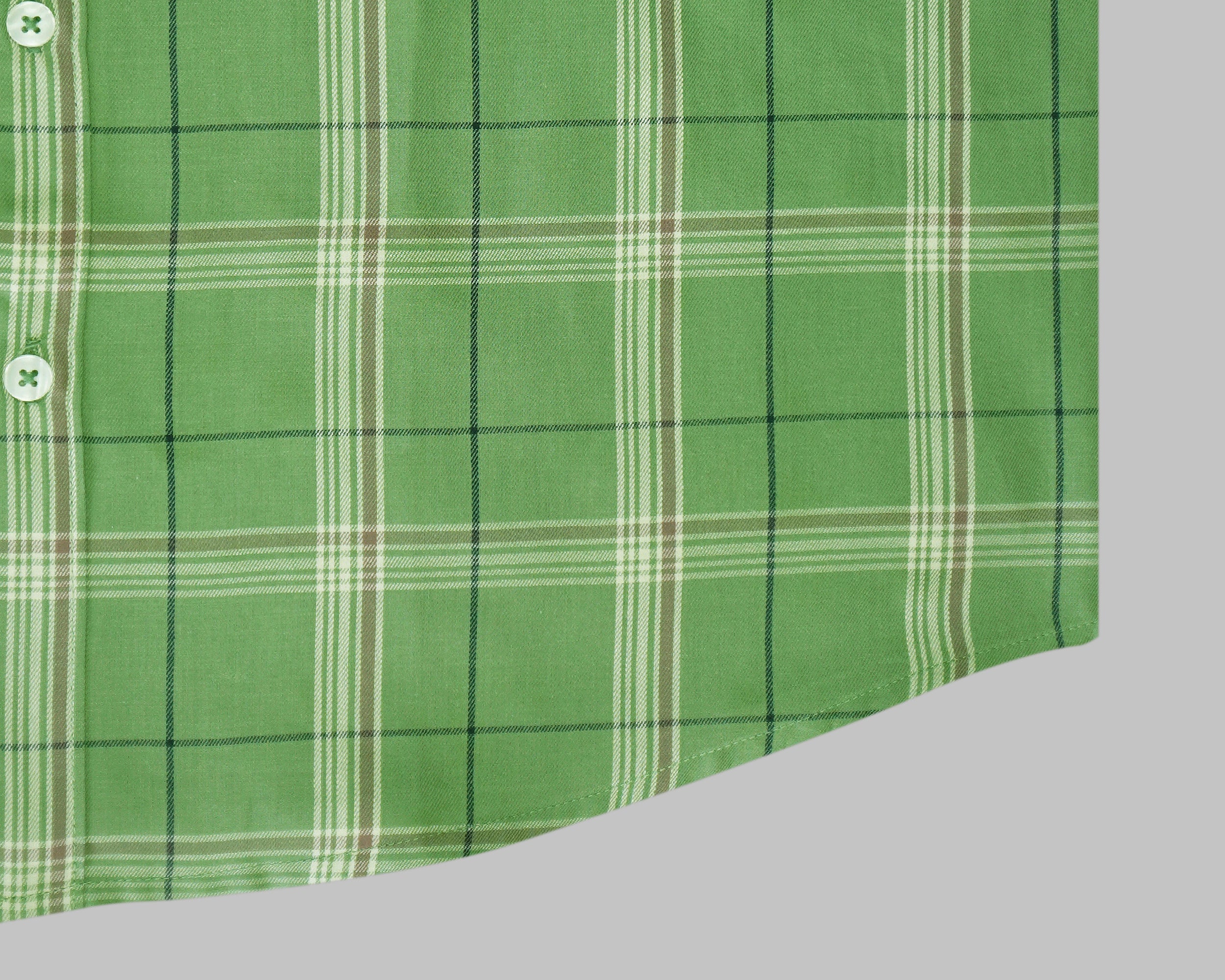 Men's 100% Cotton Checkered Half Sleeves Shirt (Green)