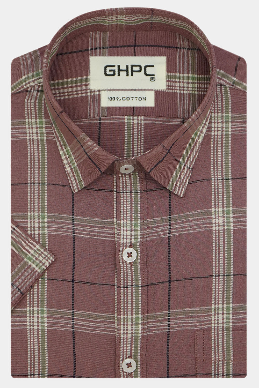 Men's 100% Cotton Checkered Half Sleeves Shirt (Multicolor)