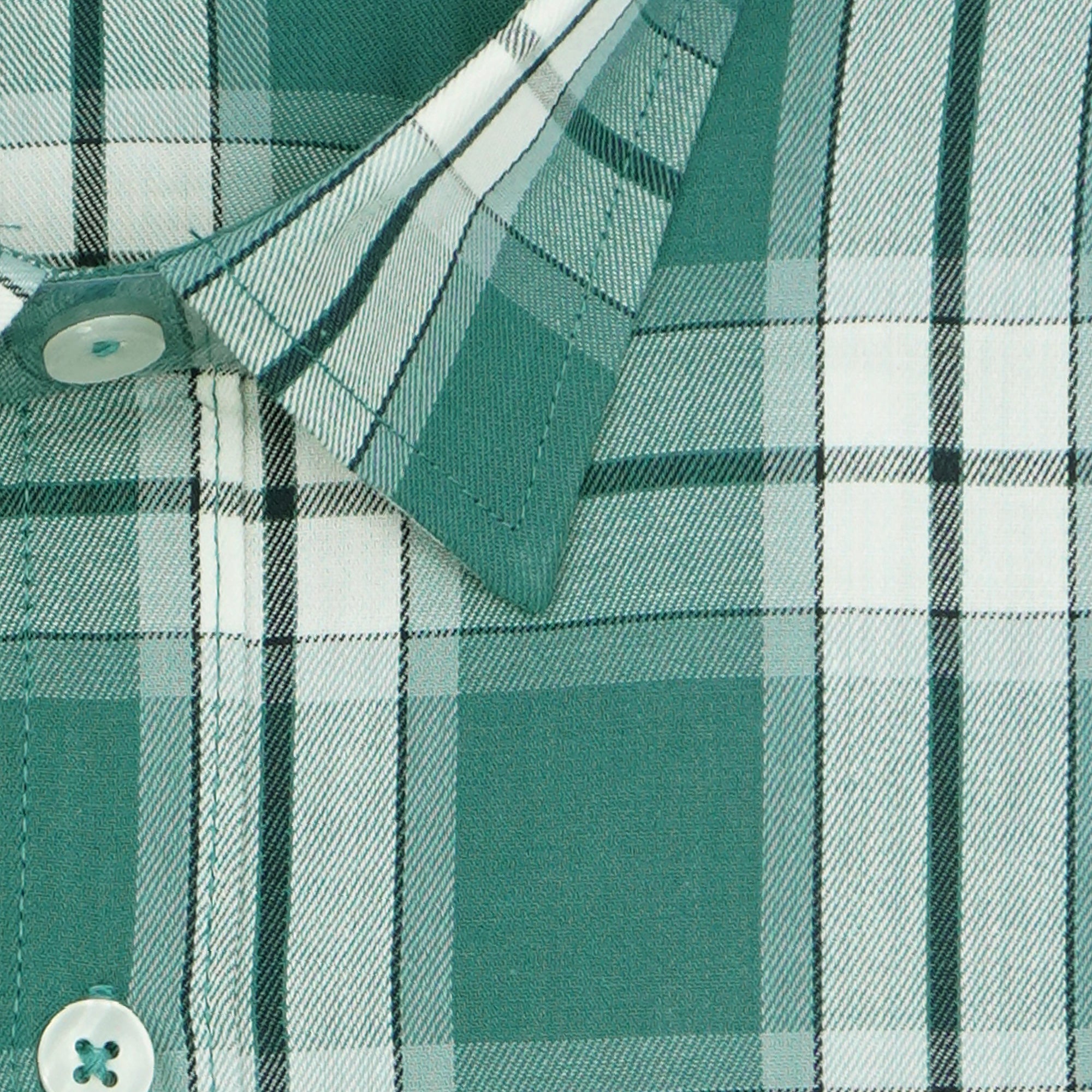 Men's 100% Cotton Checkered Half Sleeves Shirt (Green)