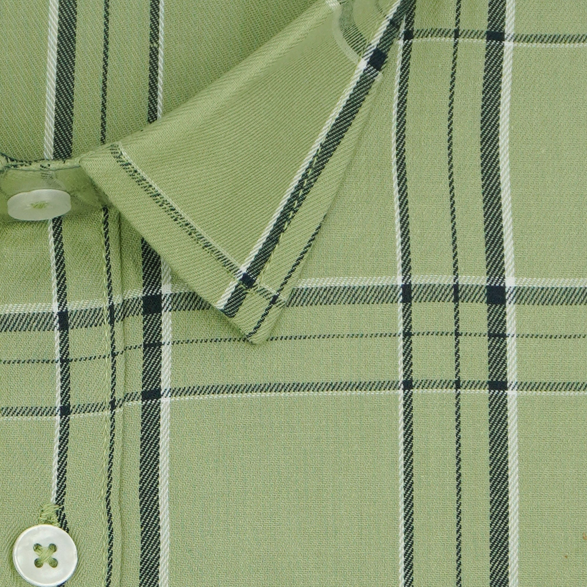 Men's 100% Cotton Checkered Half Sleeves Shirt (Sea Green)