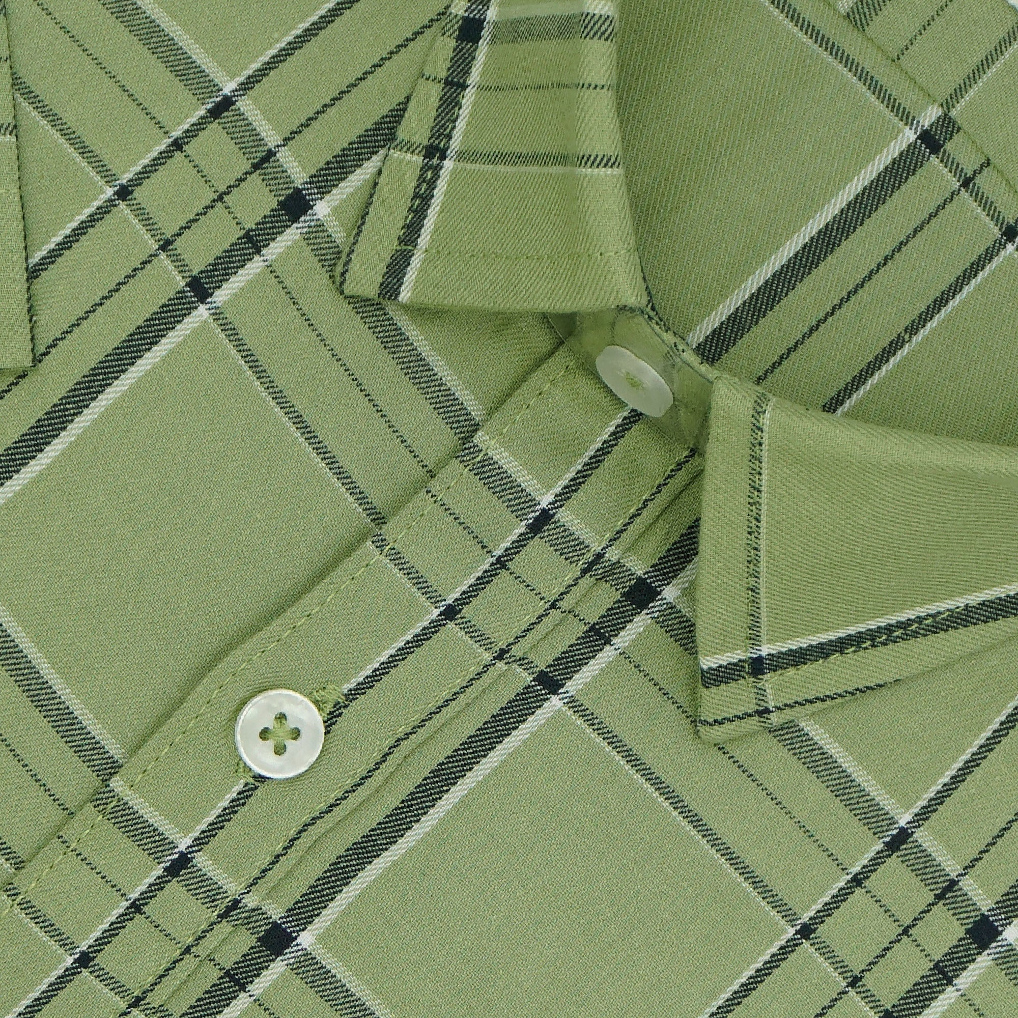 Men's 100% Cotton Checkered Half Sleeves Shirt (Sea Green)