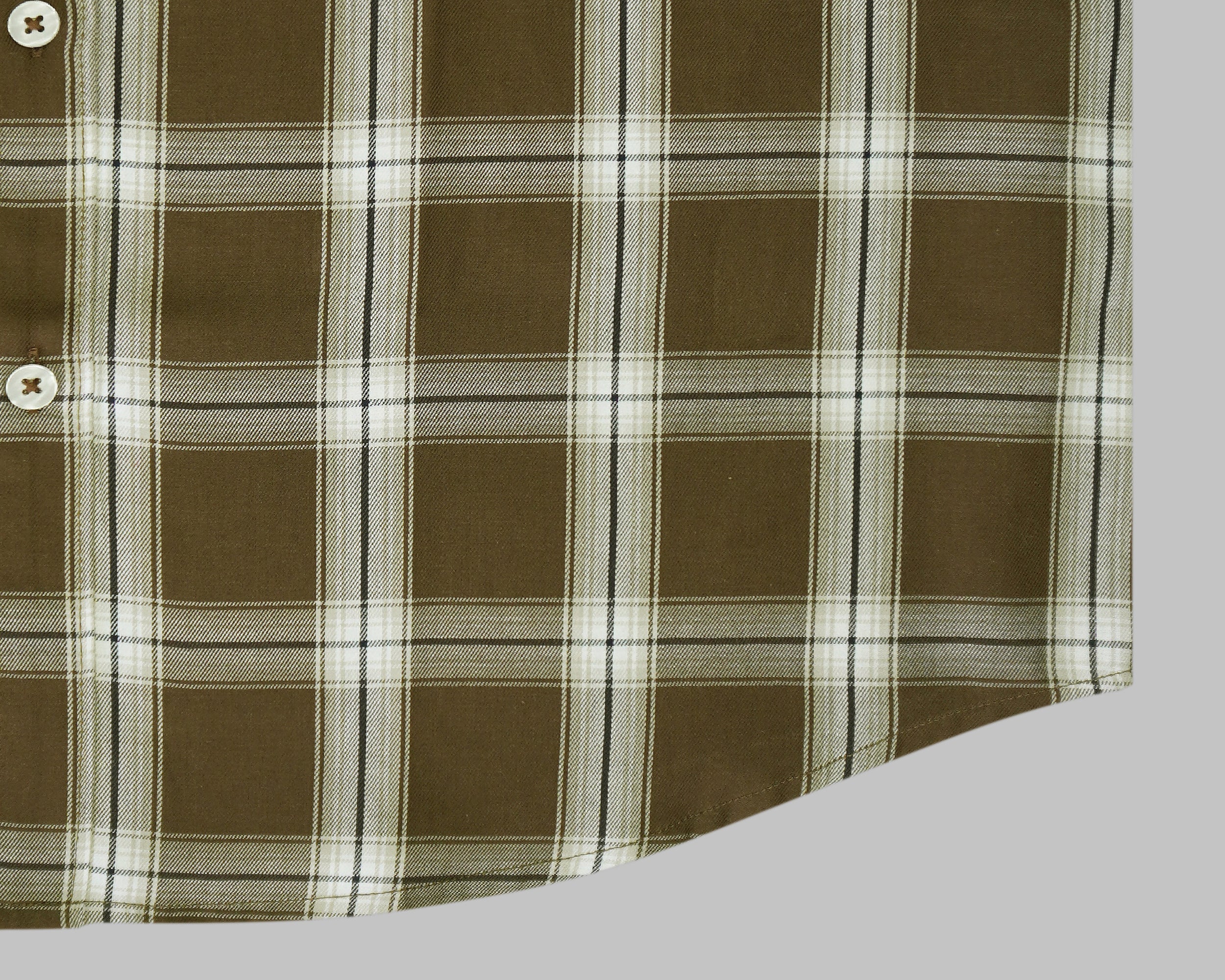 Men's 100% Cotton Checkered Half Sleeves Shirt (Khaki)