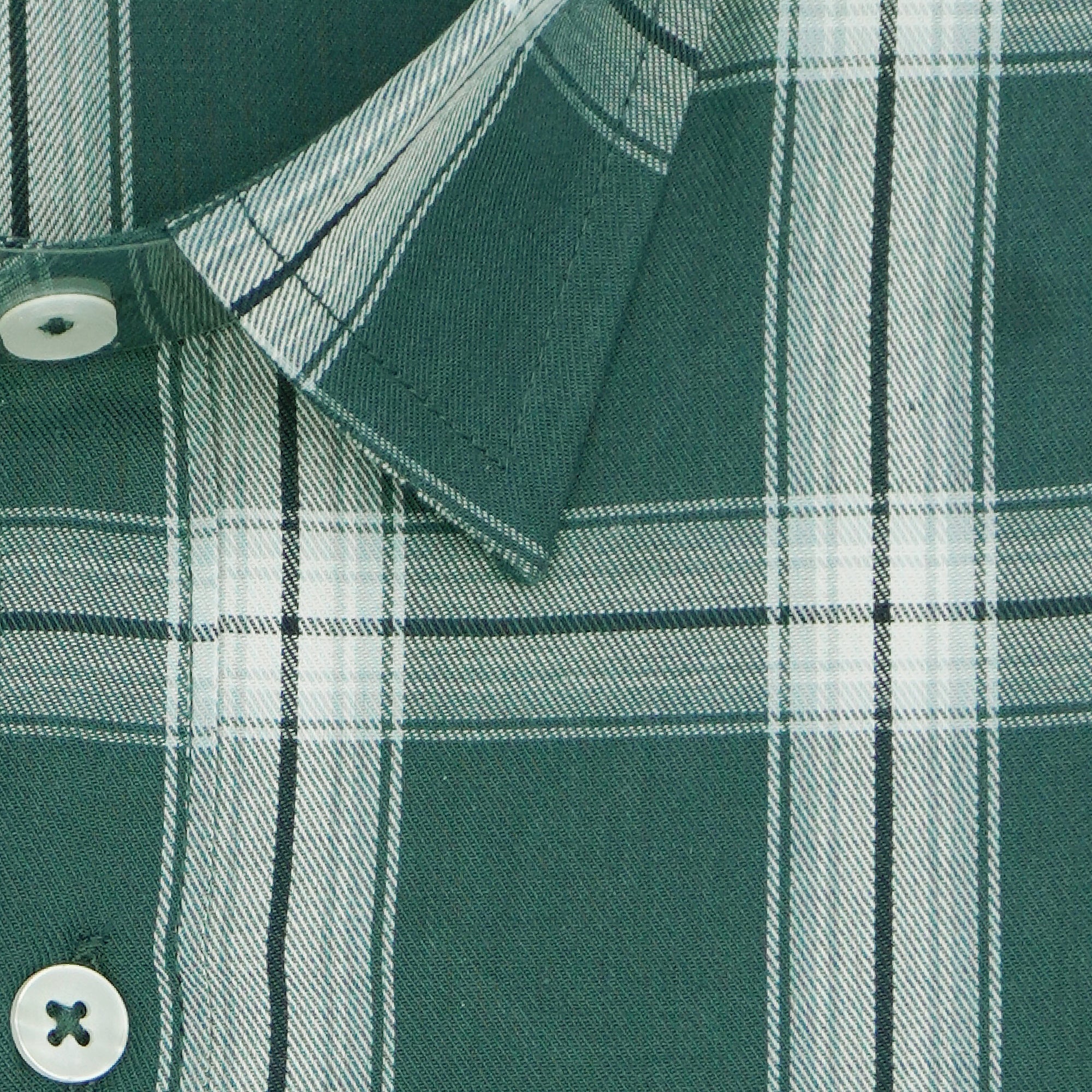 Men's 100% Cotton Checkered Half Sleeves Shirt (Green)