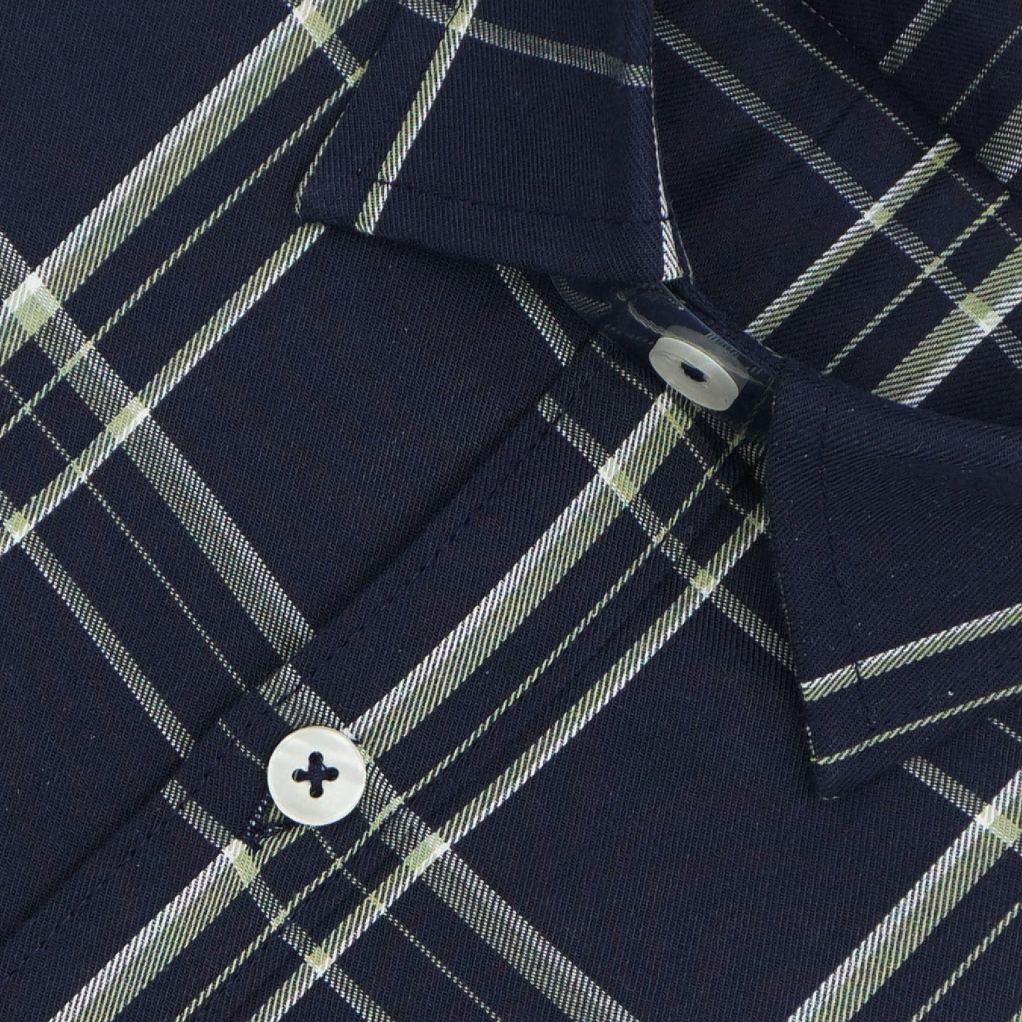 Men's 100% Cotton Checkered Half Sleeves Shirt (Blue)